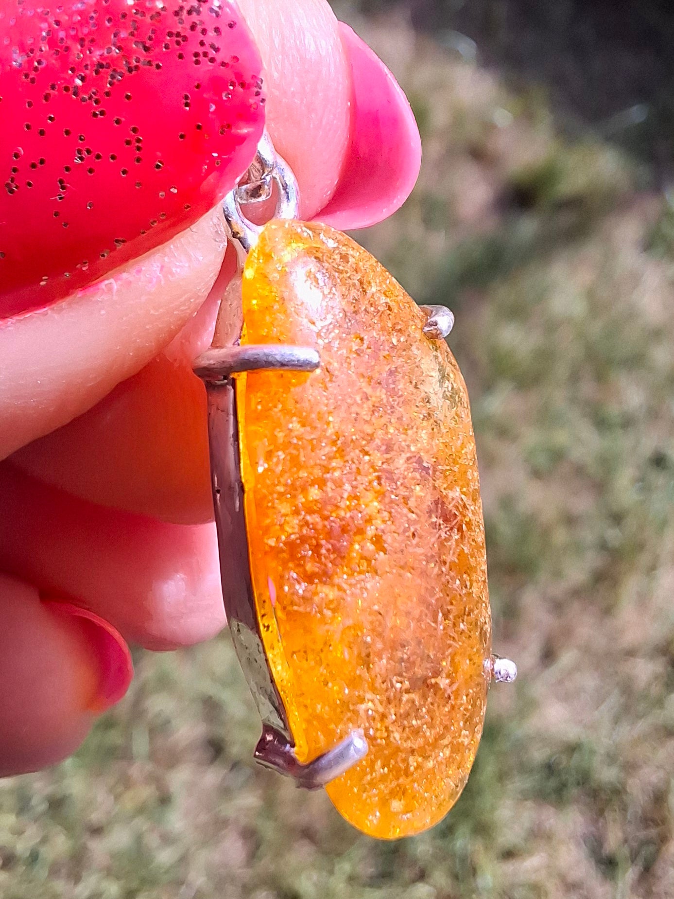 Baltic Amber Pendant, 925 Silver, Fossil (Ref: AP12)