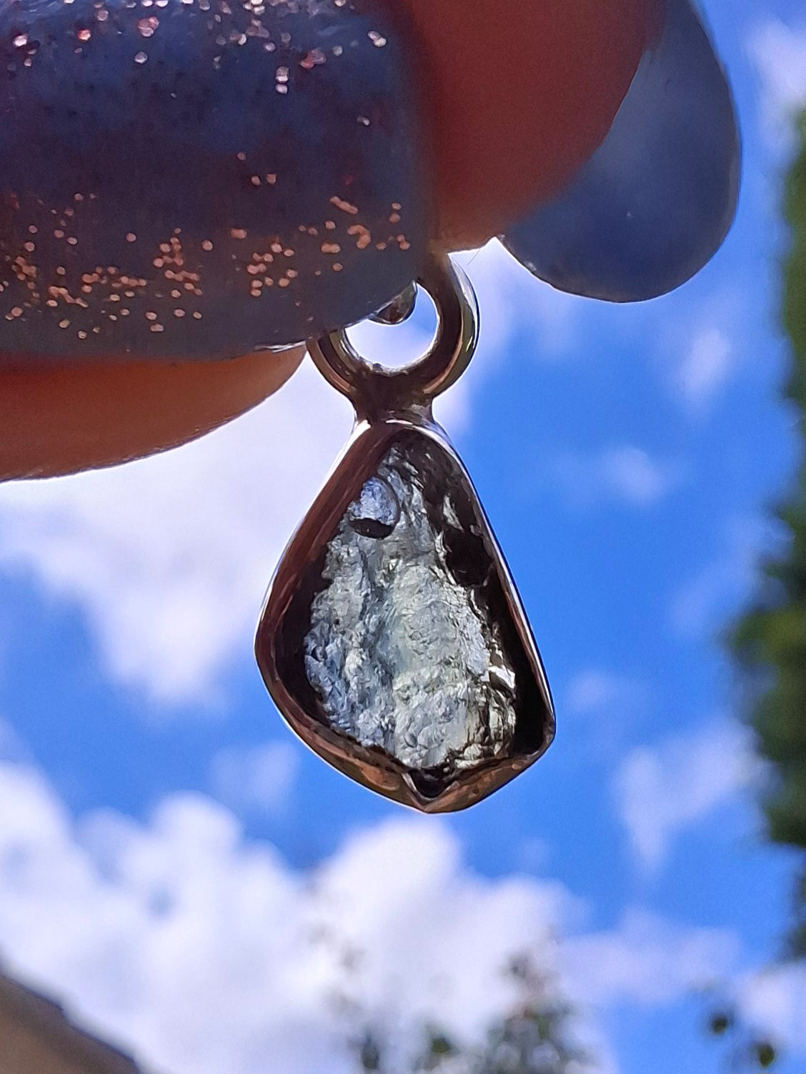 Moldavite Pendant, 925 Silver, Tektite (Ref: P76)