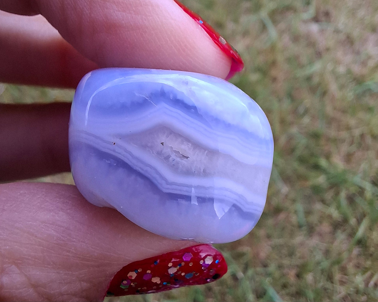Blue Lace Agate, Tumble Stone, Crystal (Ref: T142)