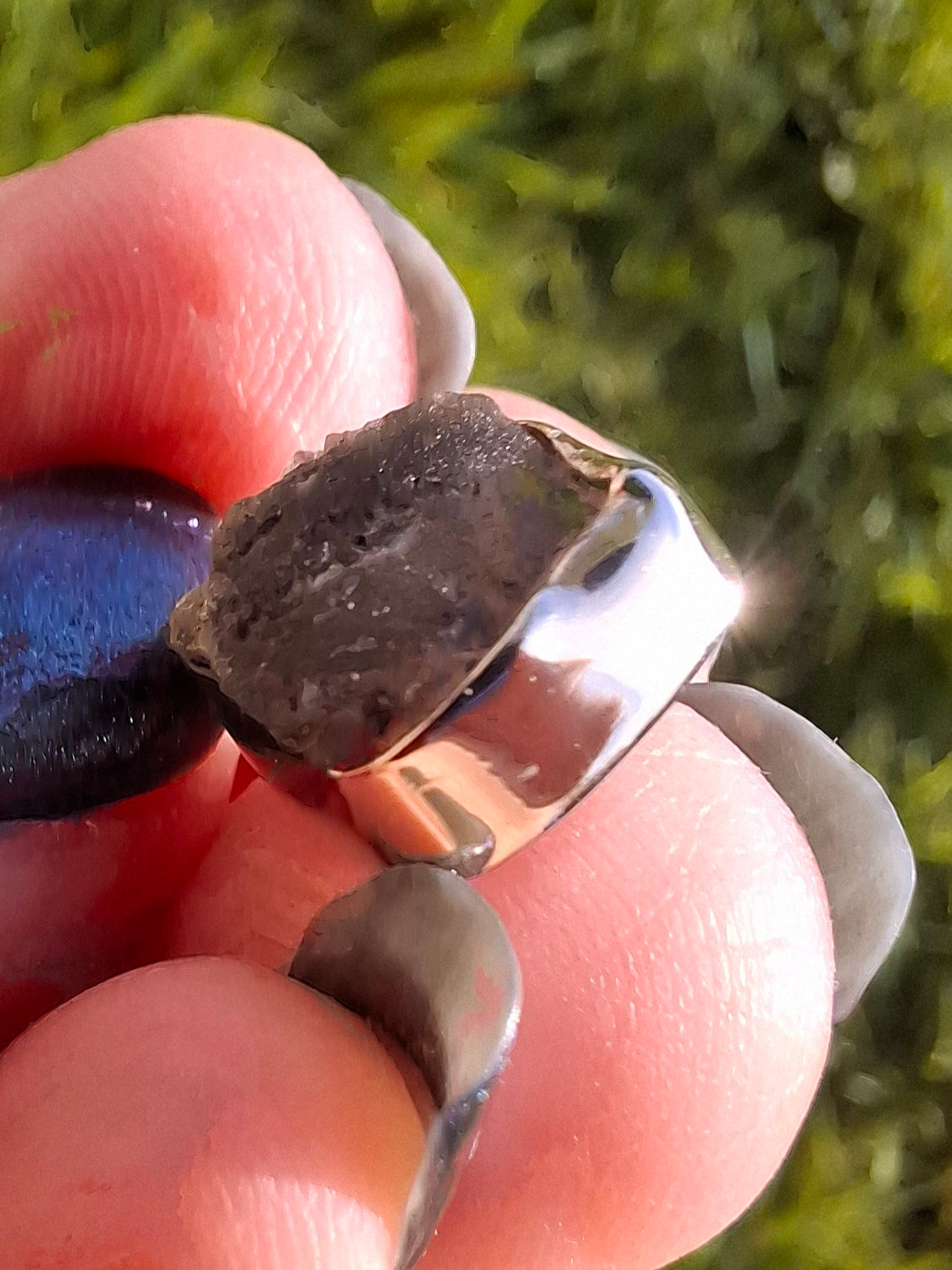 Moldavite Pendant, 925 silver, Tektite (Ref: P4)
