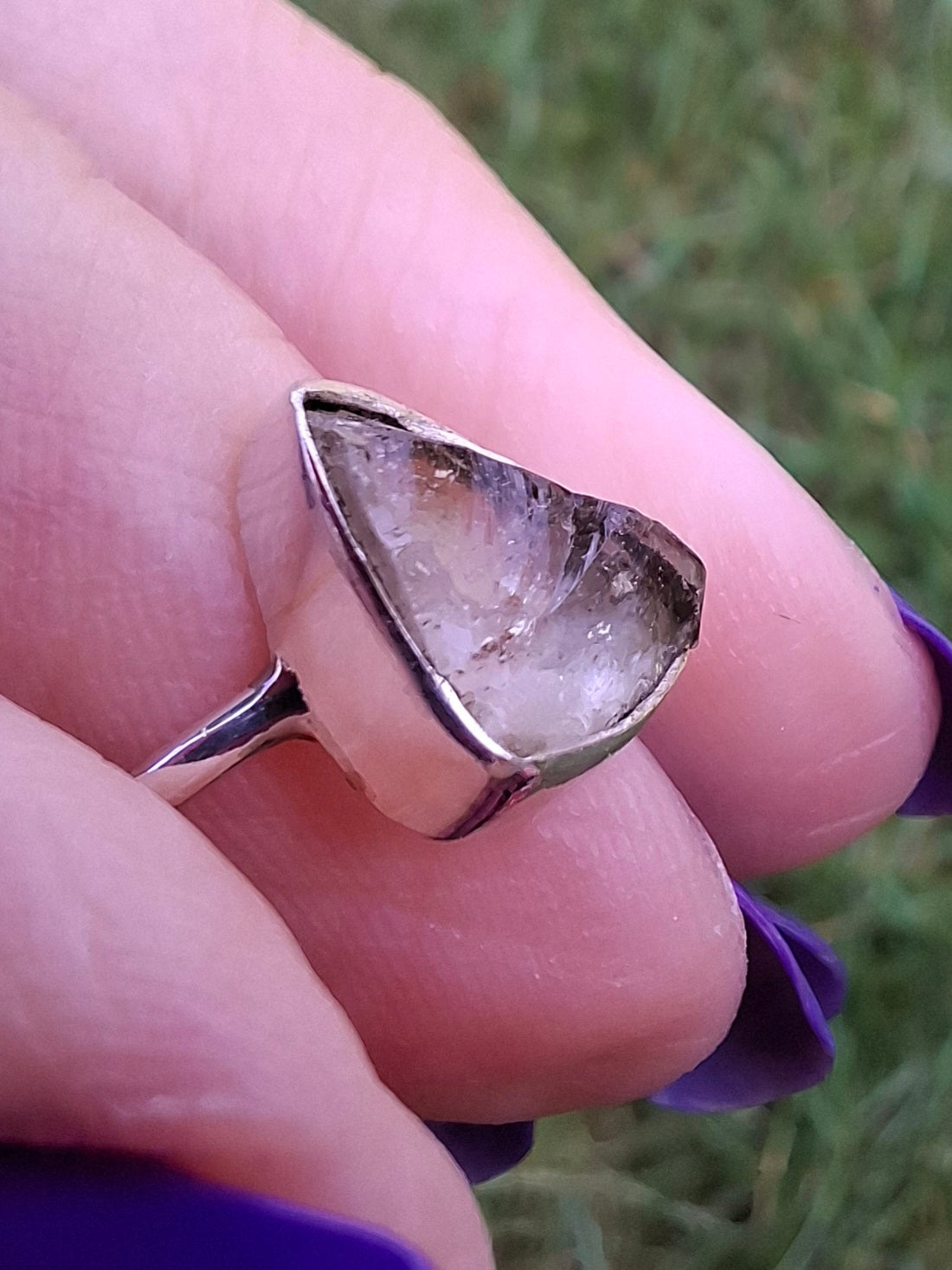 Libyan Desert Glass Ring, size large G, 925 Silver, Tektite (Ref: LR3)
