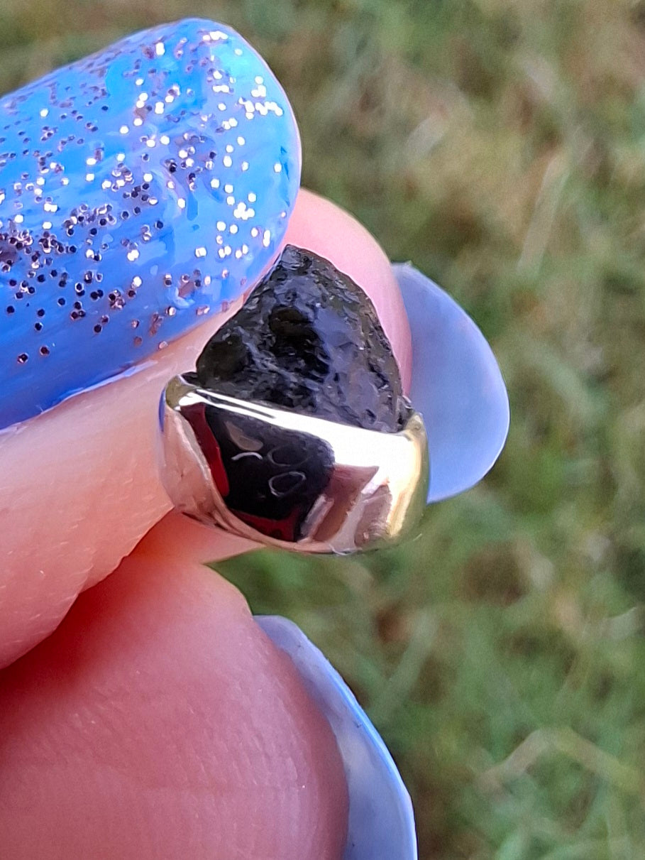 Moldavite Pendant, 925 Silver, Tektite (Ref: P51)