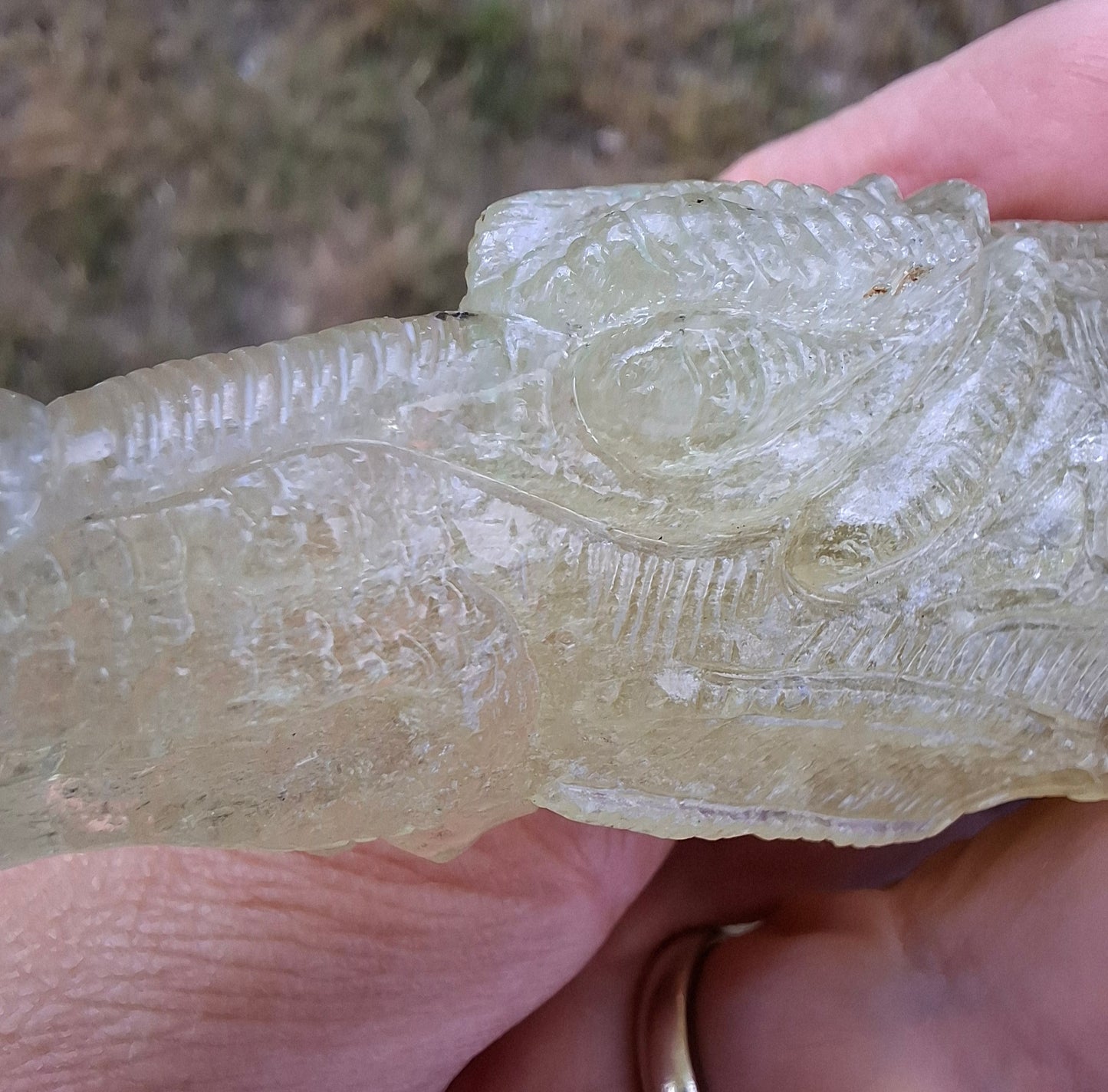 Libyan Desert Glass DRAGON HEAD carving, 48.11g, Tektite (Ref: Dragon4)