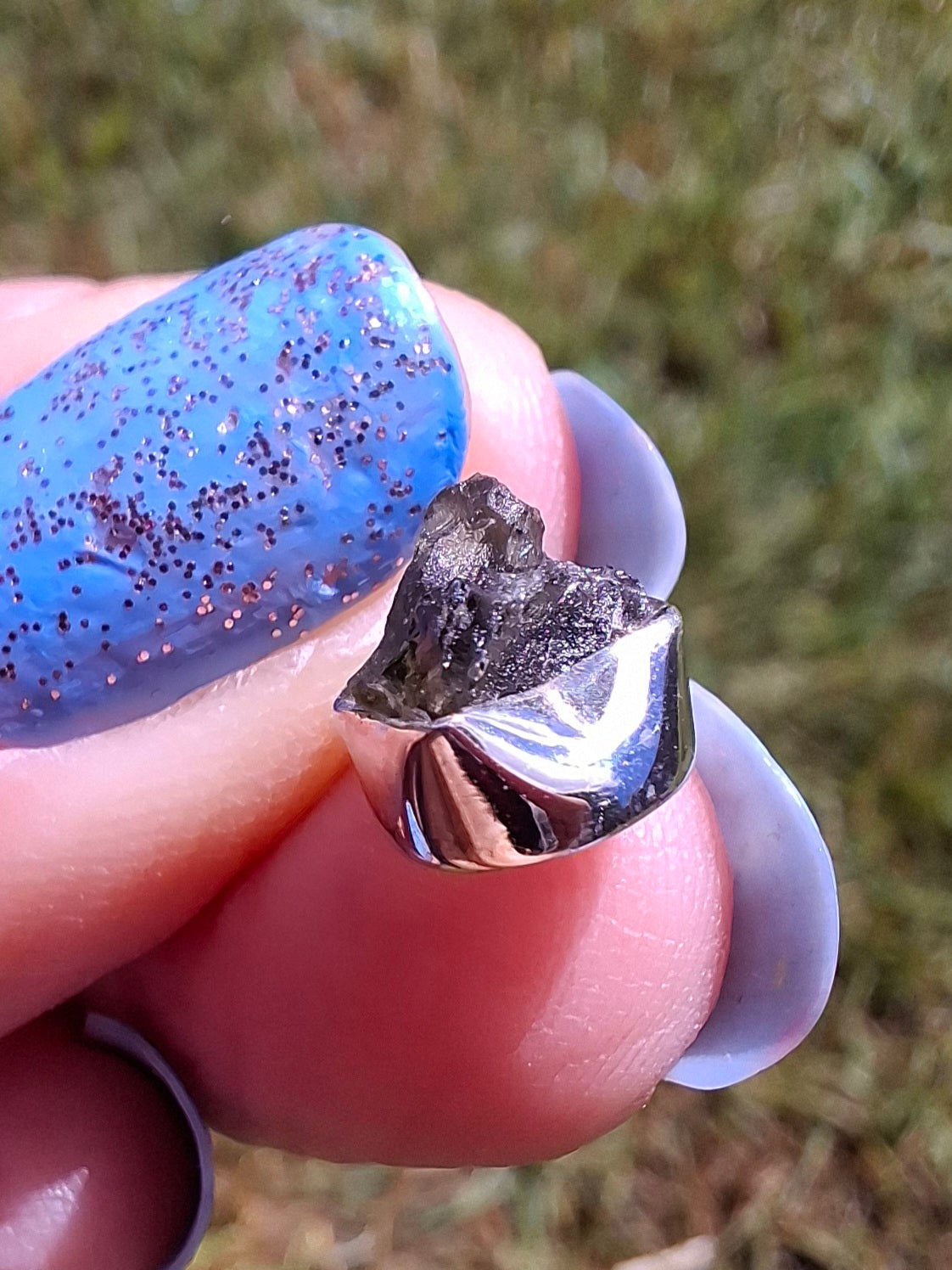 Moldavite Pendant, 925 Silver, Tektite (Ref: P65)