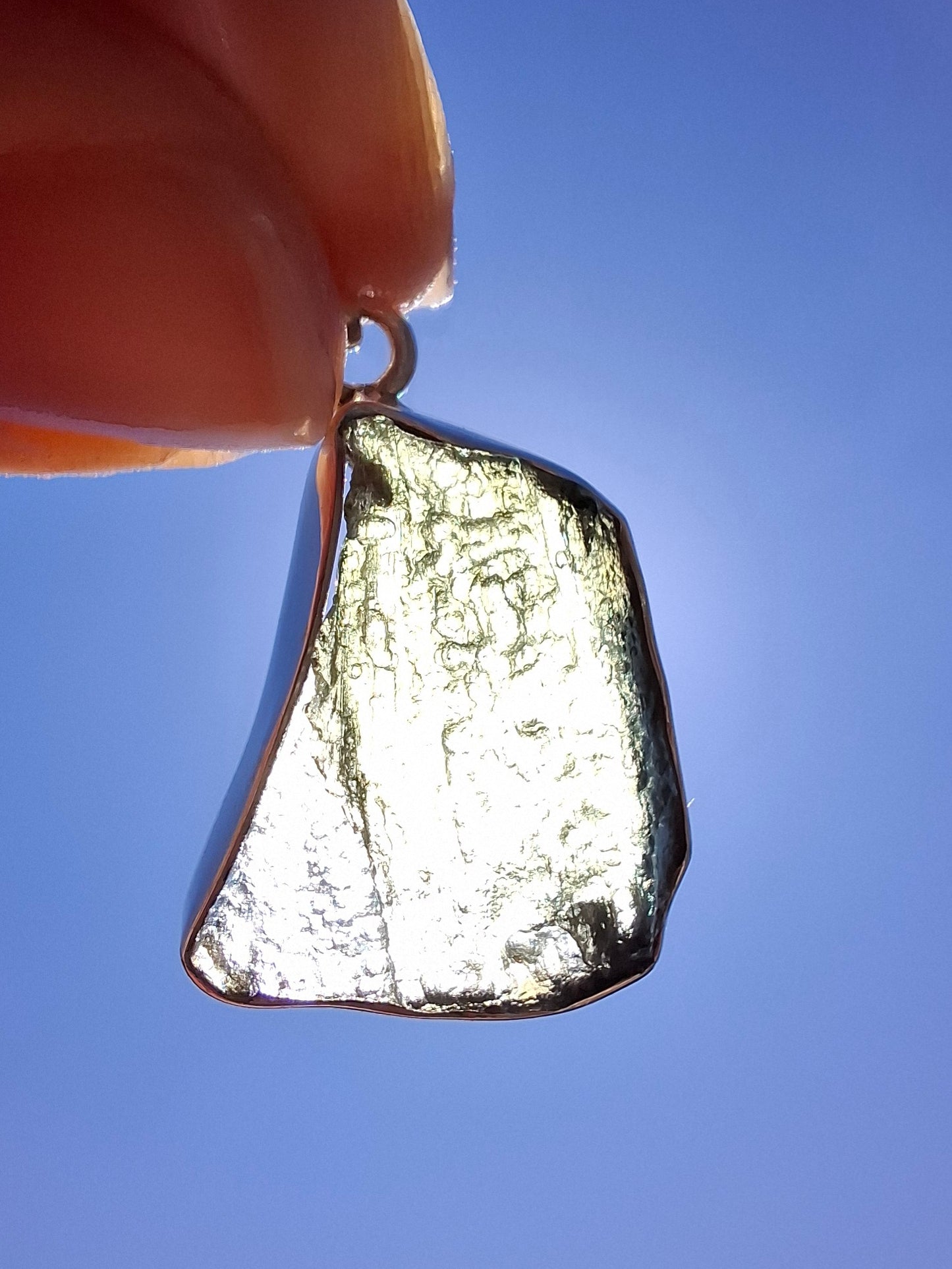 Moldavite Pendant, 925 Silver, Tektite (Ref: P432)