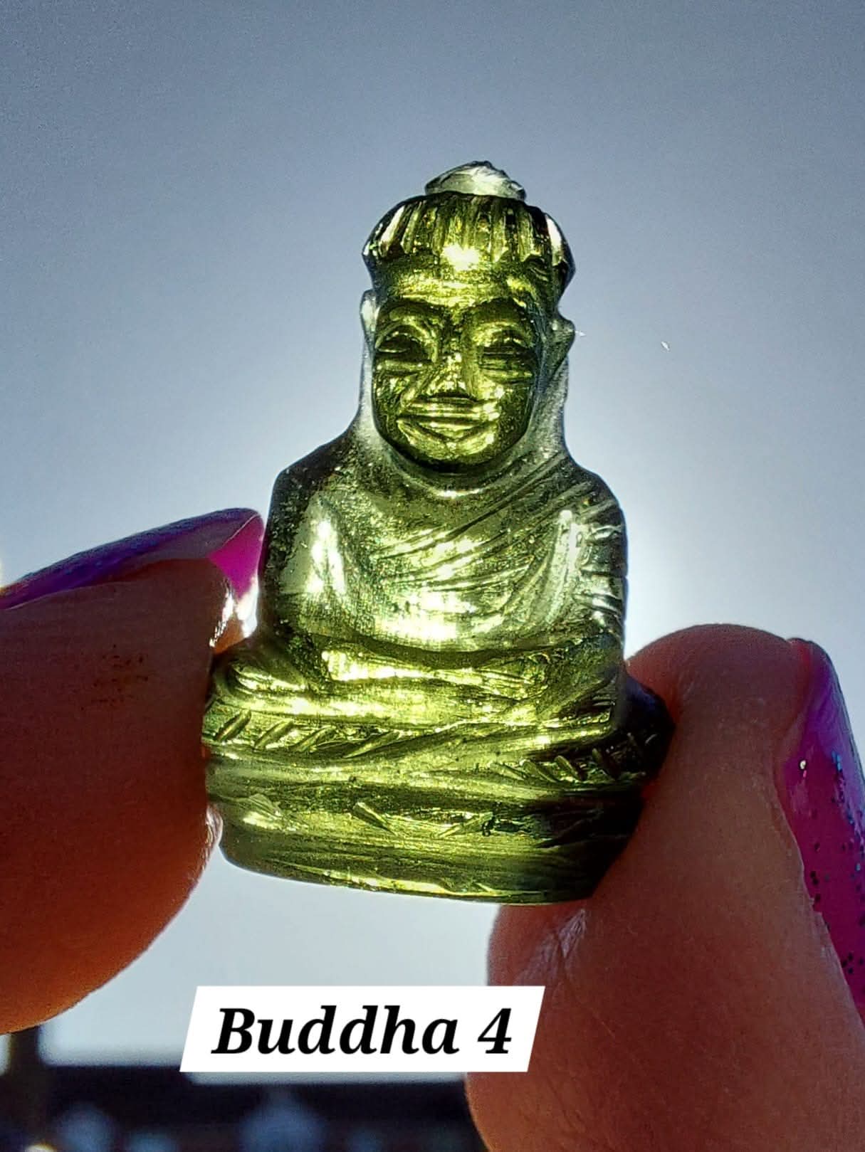 Moldavite BUDDHA Carving, 2.71g, Tektite (Ref: Buddha4)