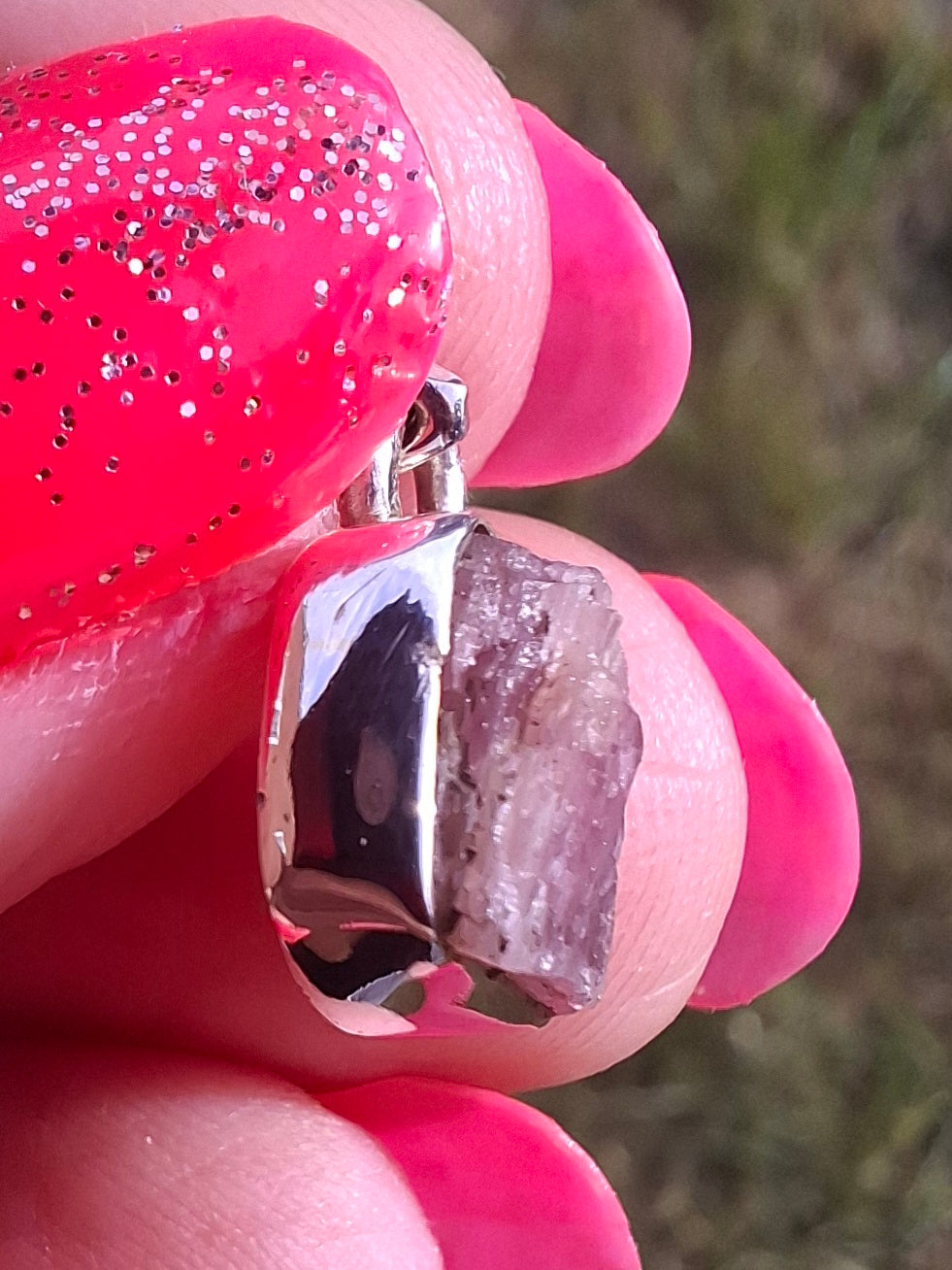 Pink Tourmaline Pendant, 925 Silver, Crystal (Ref: PT76)