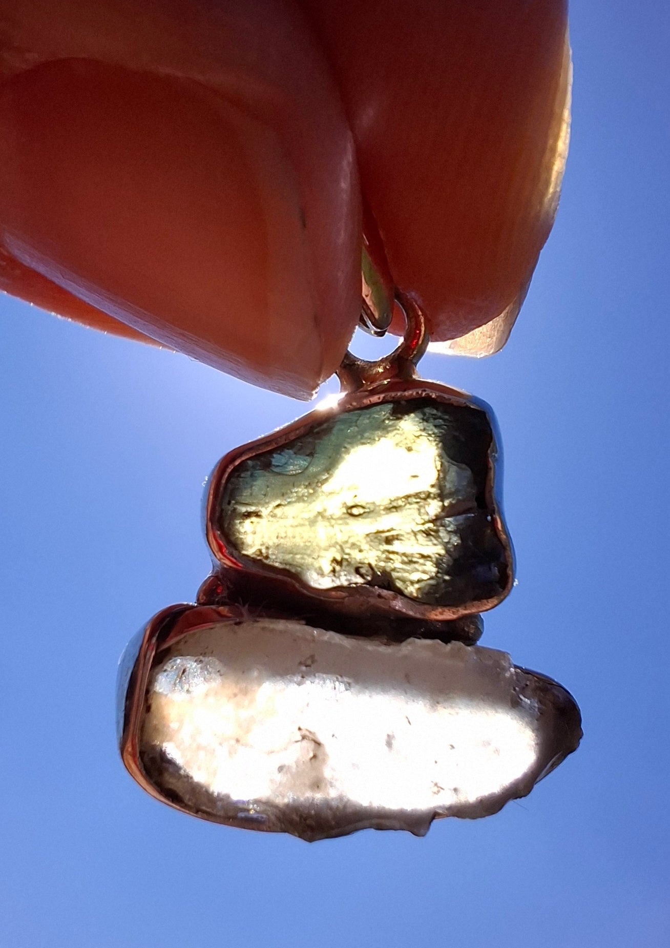 Moldavite & Libyan Desert Glass Pendant, 925 Silver, Tektite (Ref: MLP11)