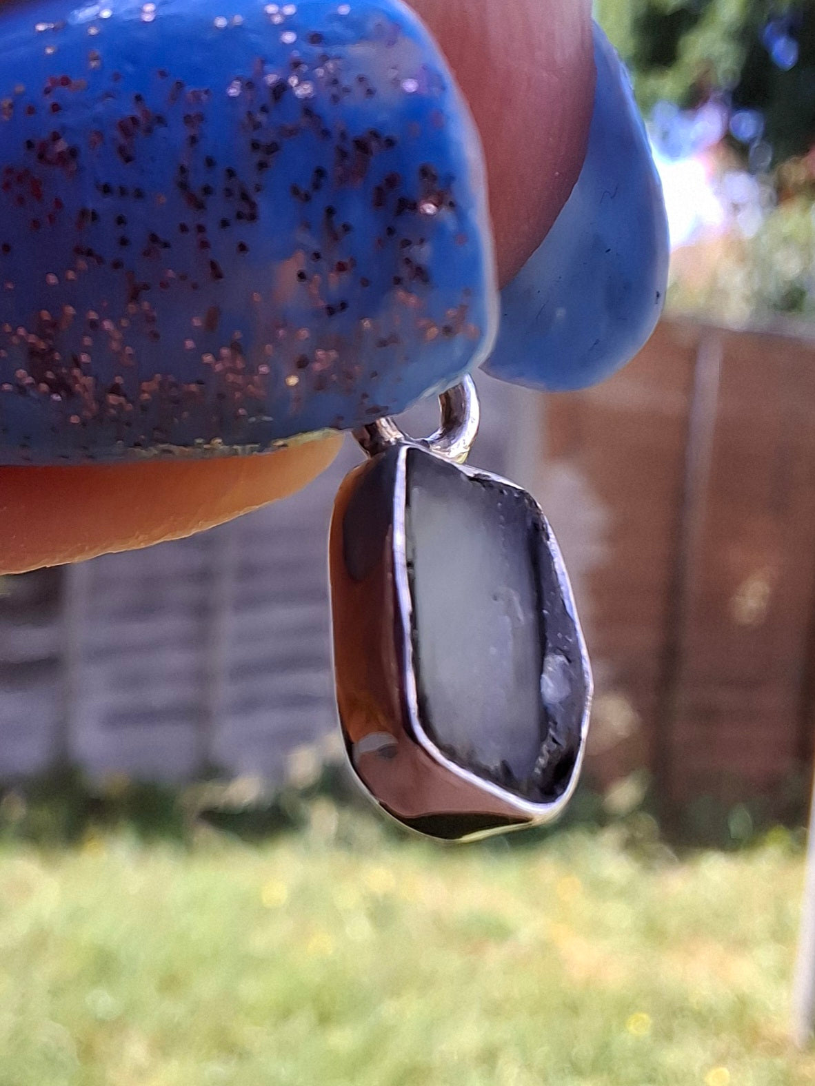Moldavite Pendant, 925 Silver, Tektite (Ref: P80)