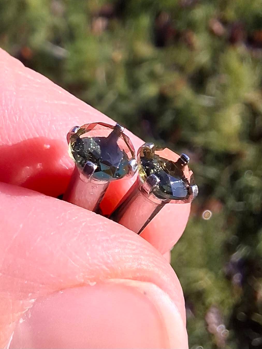 Moldavite (faceted) PLUGS, 5mm, 4G, Surgical Steel, Tektite (Ref: Plug1)