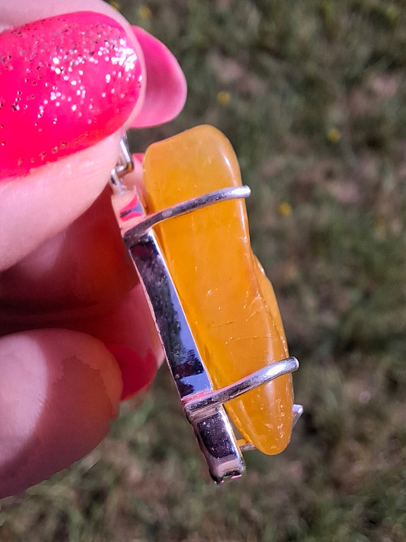 Baltic Amber Pendant, 925 Silver, Fossil (Ref: AP7)