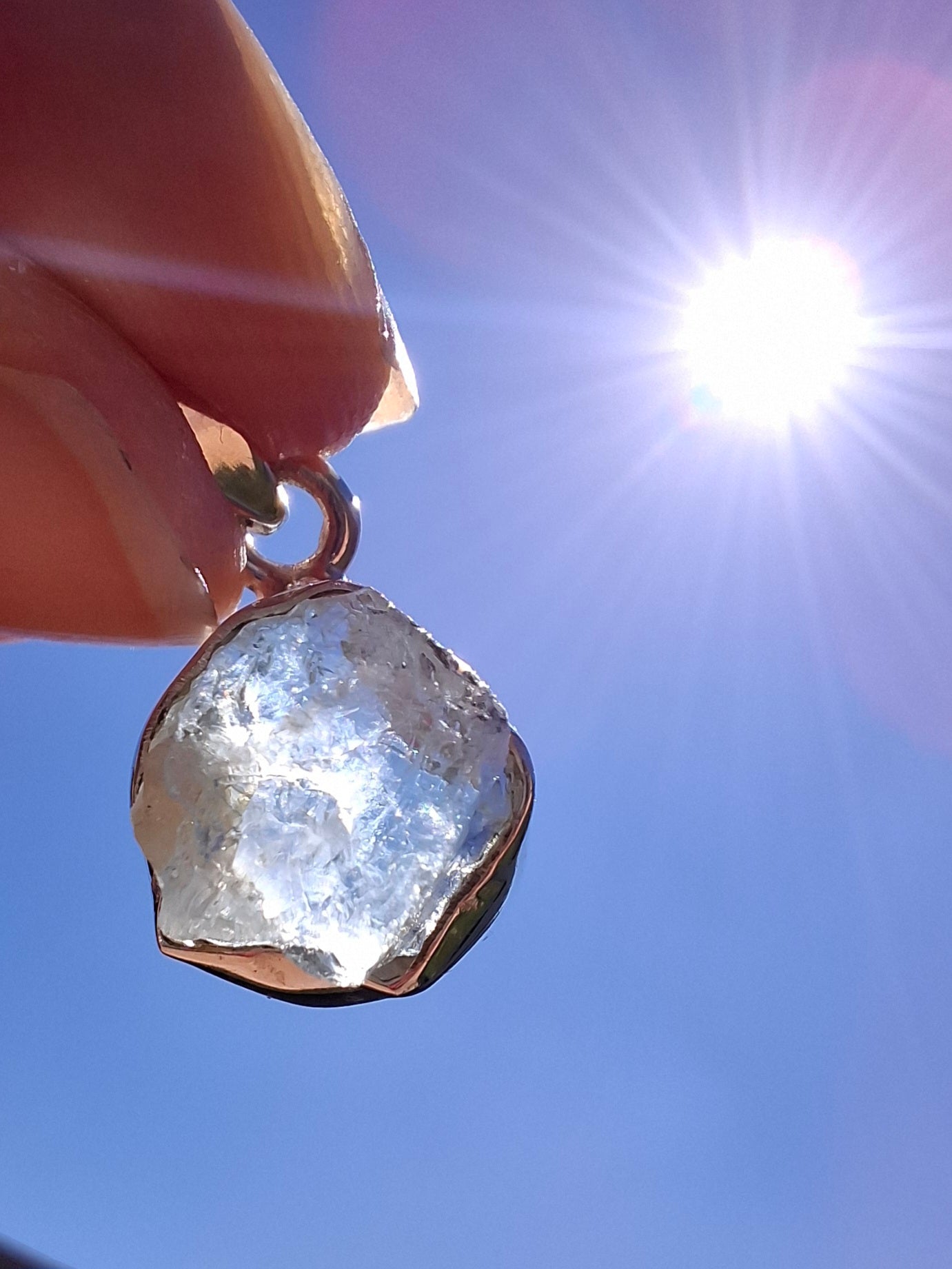 Aquamarine Pendant, 925 Silver, Crystal (Ref: AQ18)