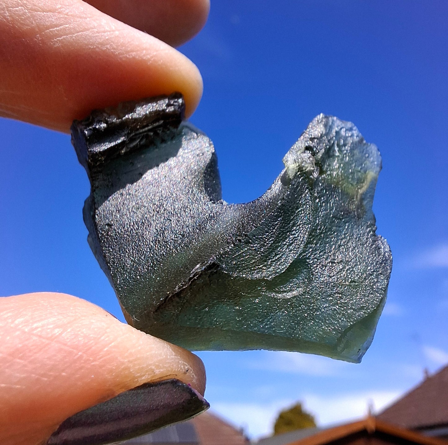 Moldavite Piece, NESMEN, 8.90g, Tektite (Ref: 1374)