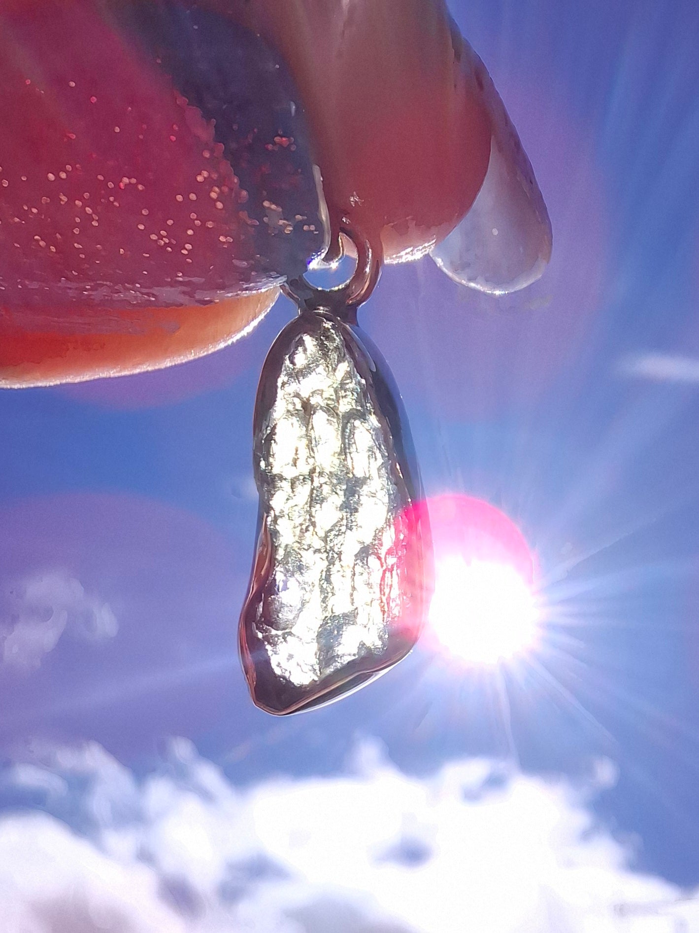 Moldavite Pendant, 925 Silver, Tektite (Ref: P94)