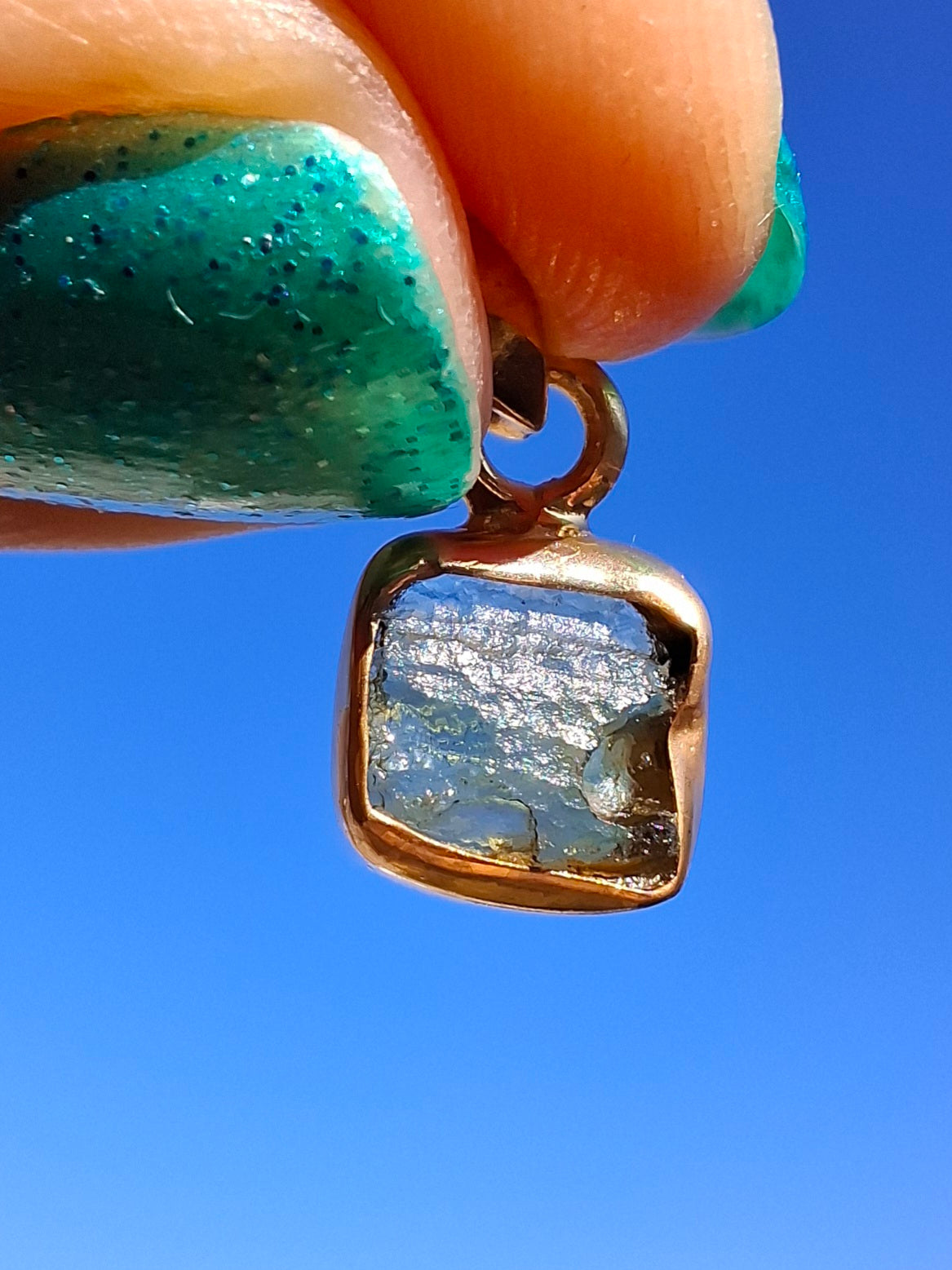 Moldavite Pendant, 14K GOLD Plated, Tektite (Ref: P453)
