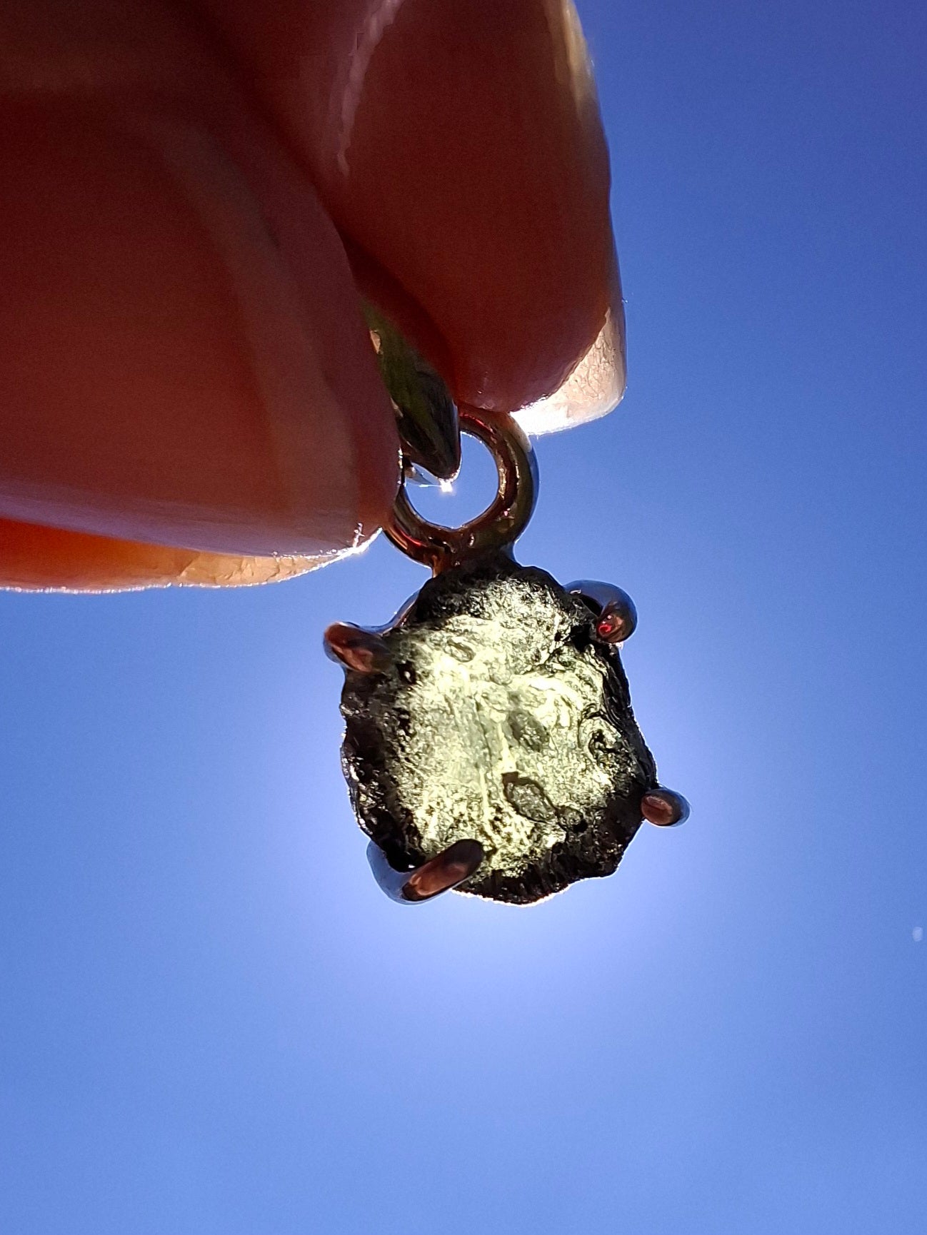 Moldavite Claw Pendant, 925 Silver, Tektite (Ref: P17)