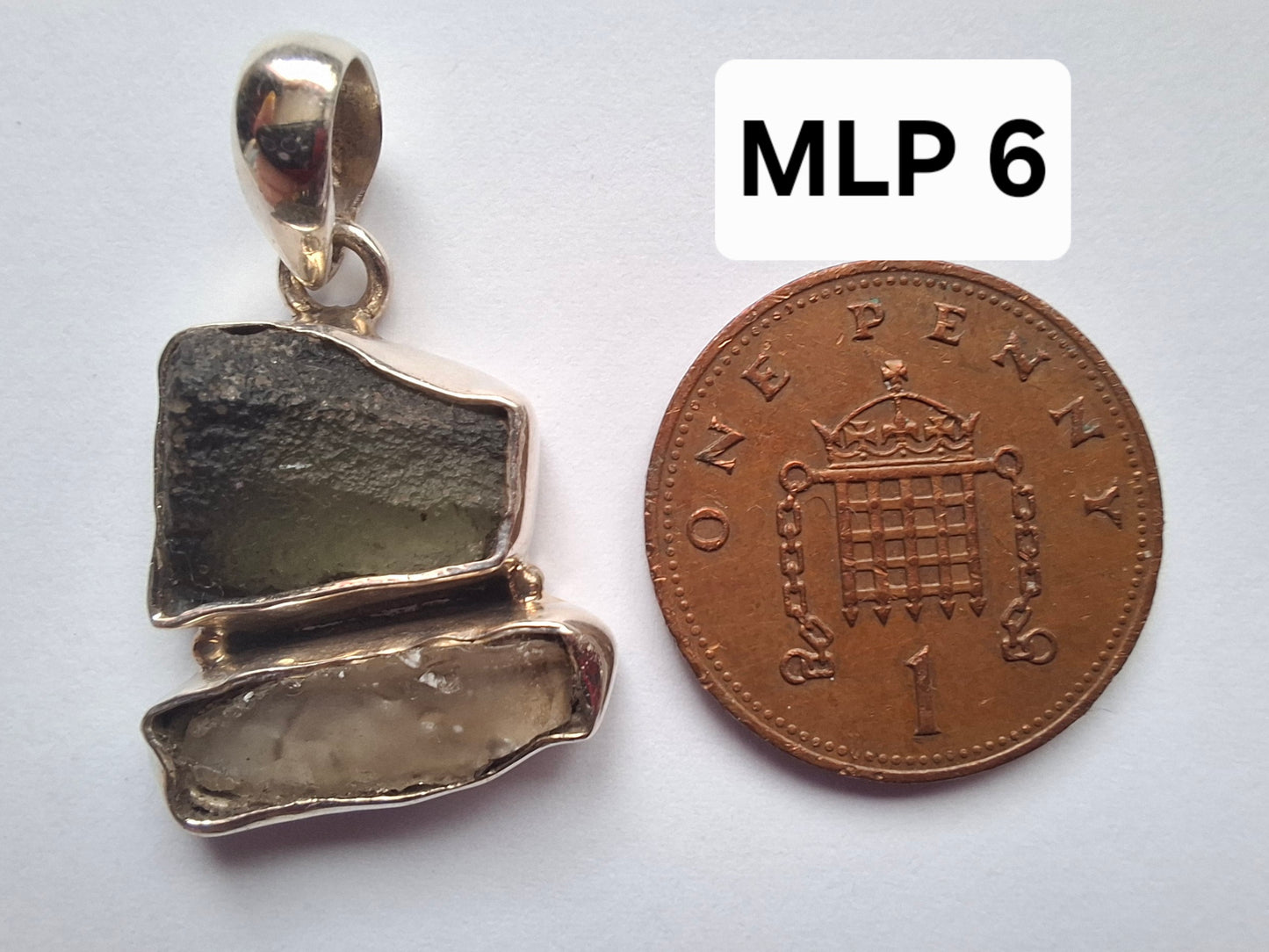 Moldavite & Libyan Desert Glass Pendant, 925 Silver, Tektite (Ref: MLP6)