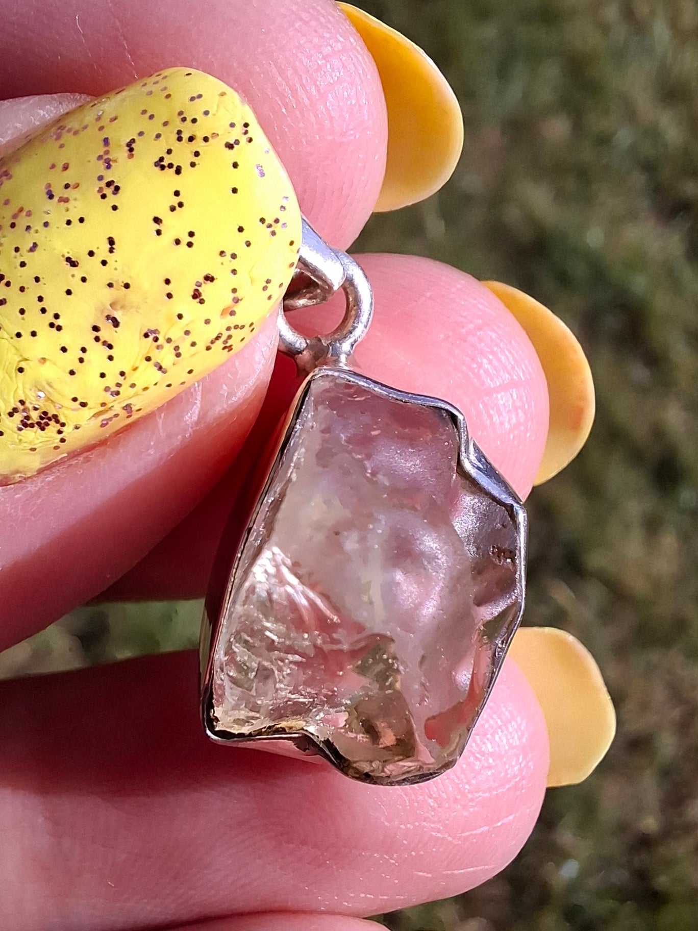Libyan Desert Glass Pendant, 925 Silver, Tektite (LP103)