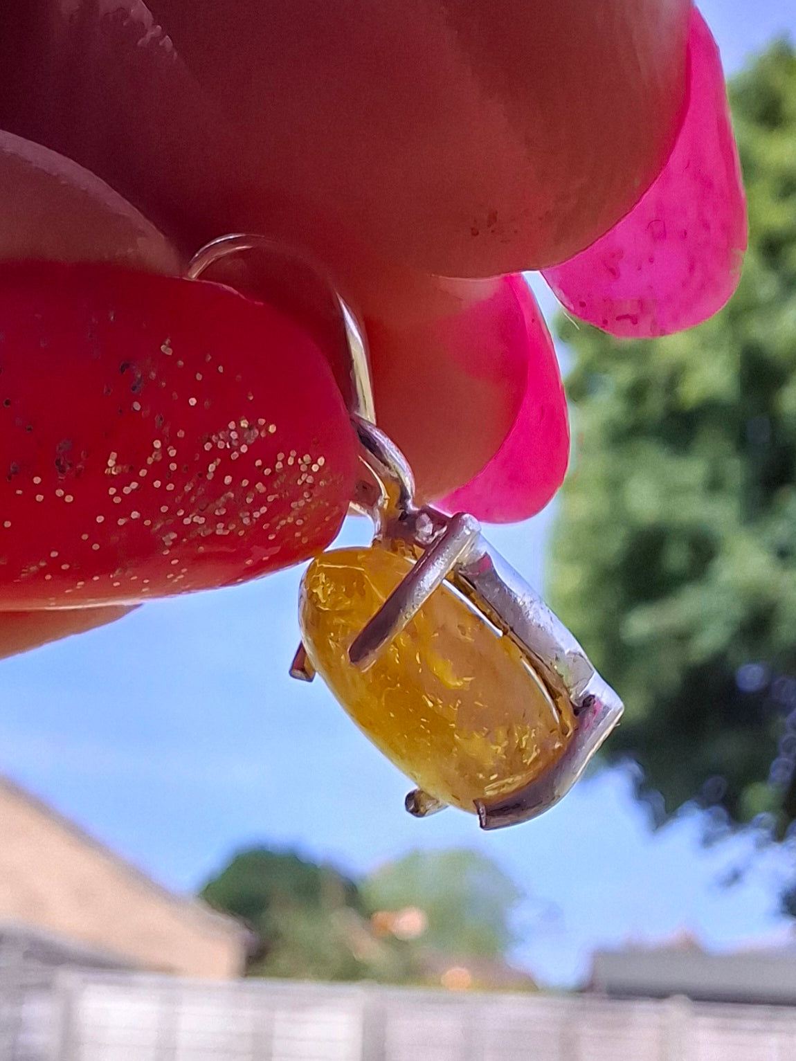 Baltic Amber Pendant, 925 Silver, Fossil (Ref: AP26)