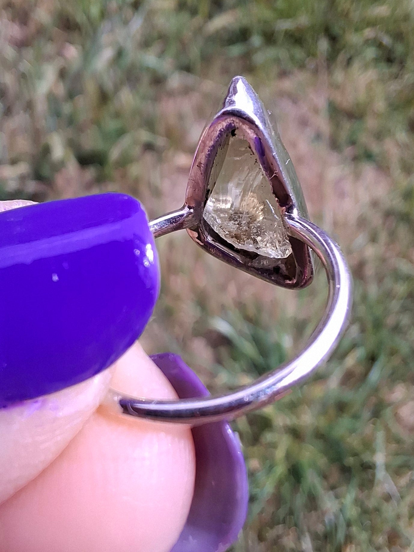 Libyan Desert Glass Ring, size large G, 925 Silver, Tektite (Ref: LR4)