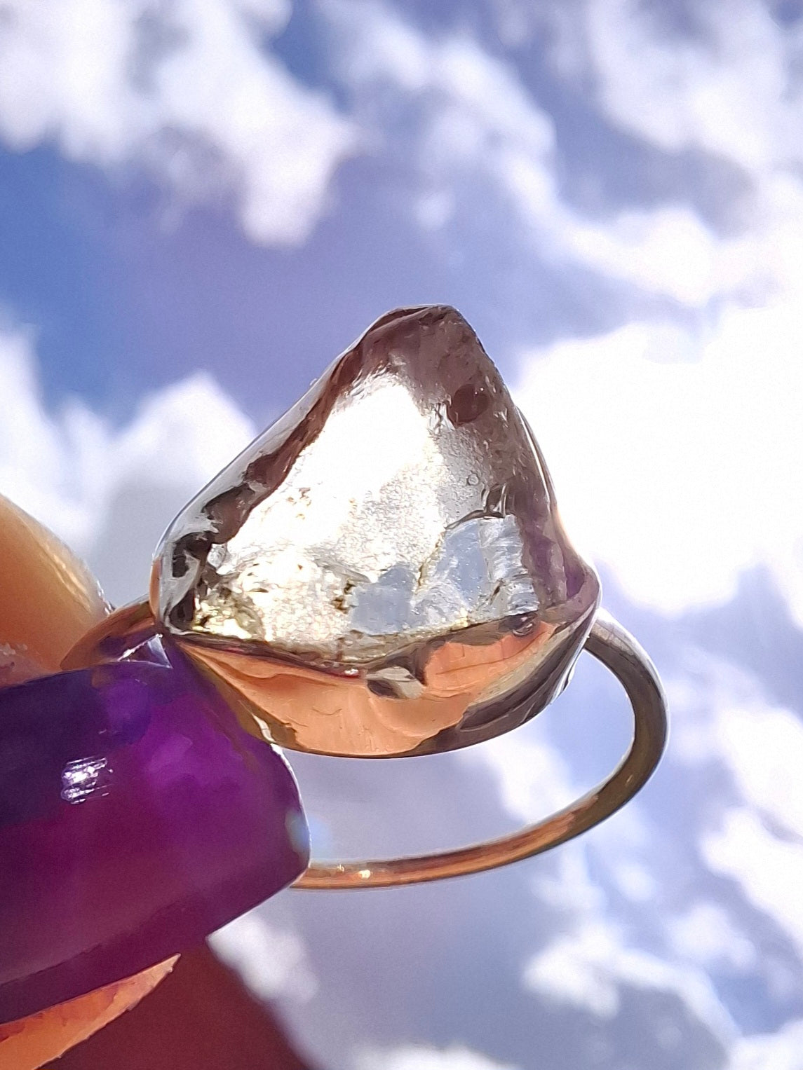 Libyan Desert Glass Ring, size U, 925 Silver, Tektite (Ref: LR52)