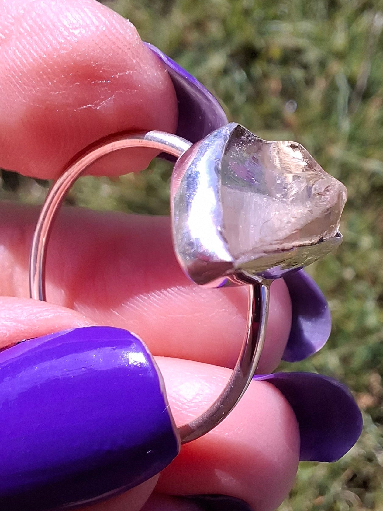 Libyan Desert Glass Ring, size W, 925 Silver, Tektite (Ref: LR61)
