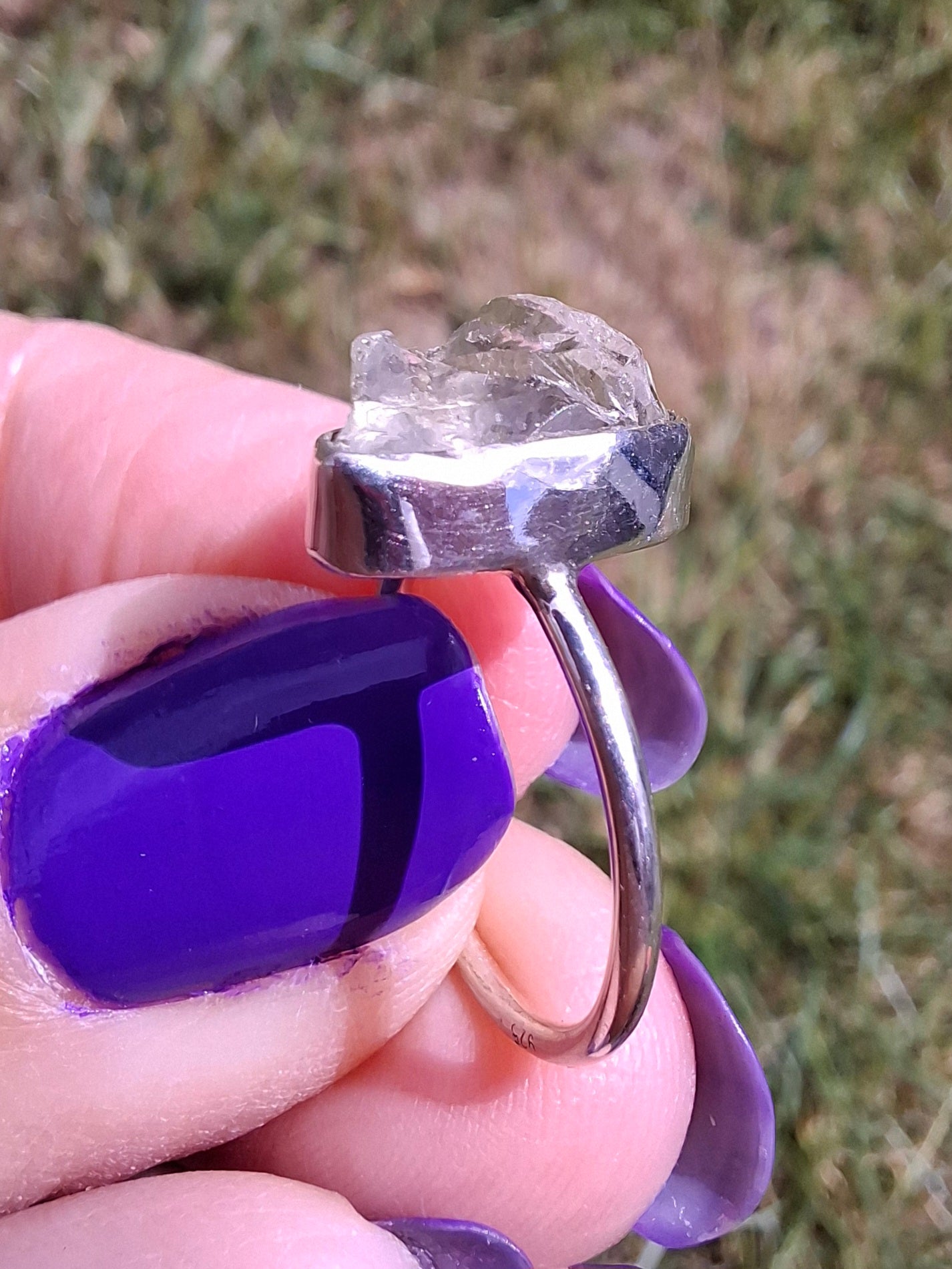 Libyan Desert Glass Ring, size large J/small K, 925 Silver, Tektite (Ref: LR10)