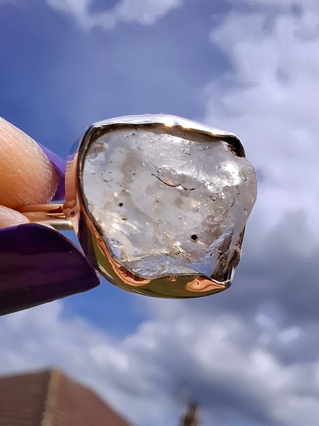 Libyan Desert Glass Ring, size P, 925 Silver, Tektite (Ref: LR27)