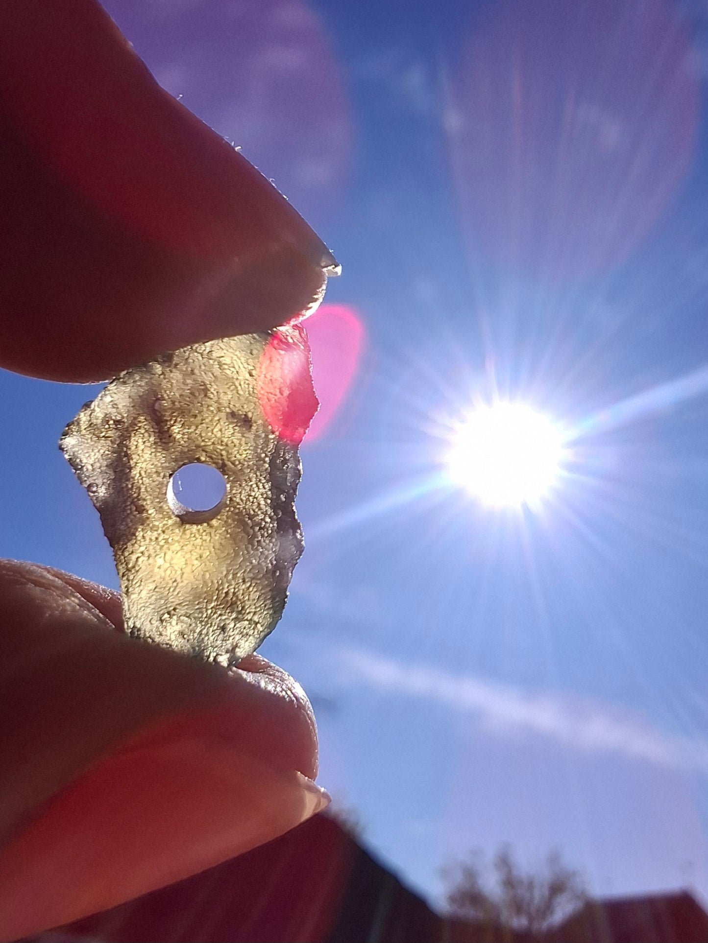 DRILLED, Moldavite Piece, 0.96g, Tektite (Ref: D27)