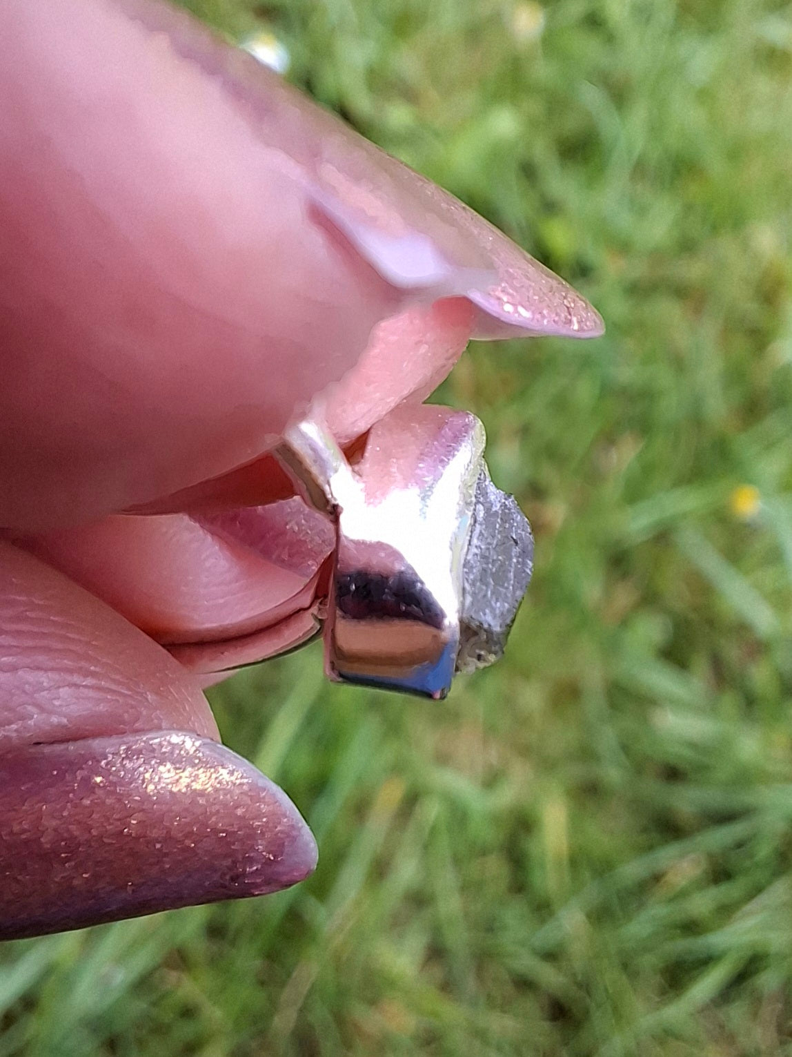 Moldavite Ring, size large K/small L, 925 Silver, Tektite (Ref: R58)