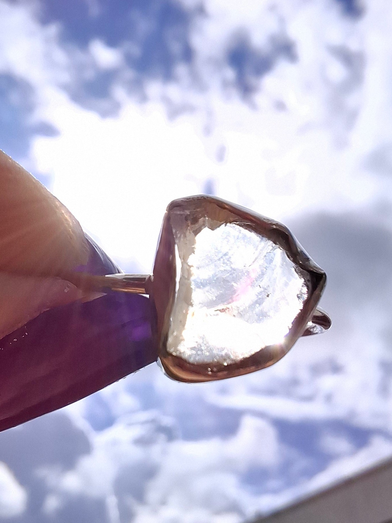 Libyan Desert Glass Ring, size large V, 925 Silver, Tektite (Ref: LR54)