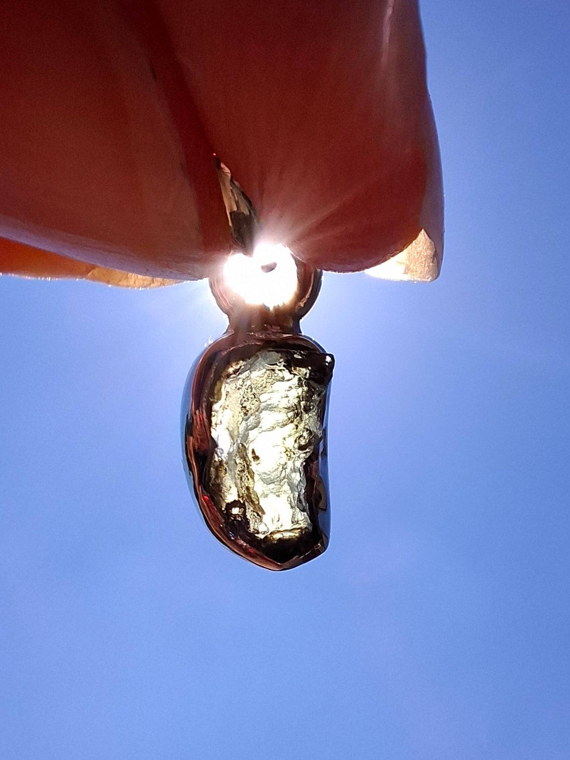 Moldavite Pendant, 925 Silver, Tektite (Ref: P39)