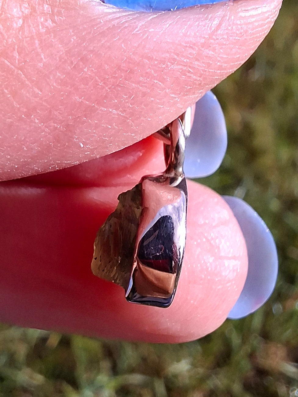Moldavite Pendant, 925 Silver, Tektite (Ref: P36)