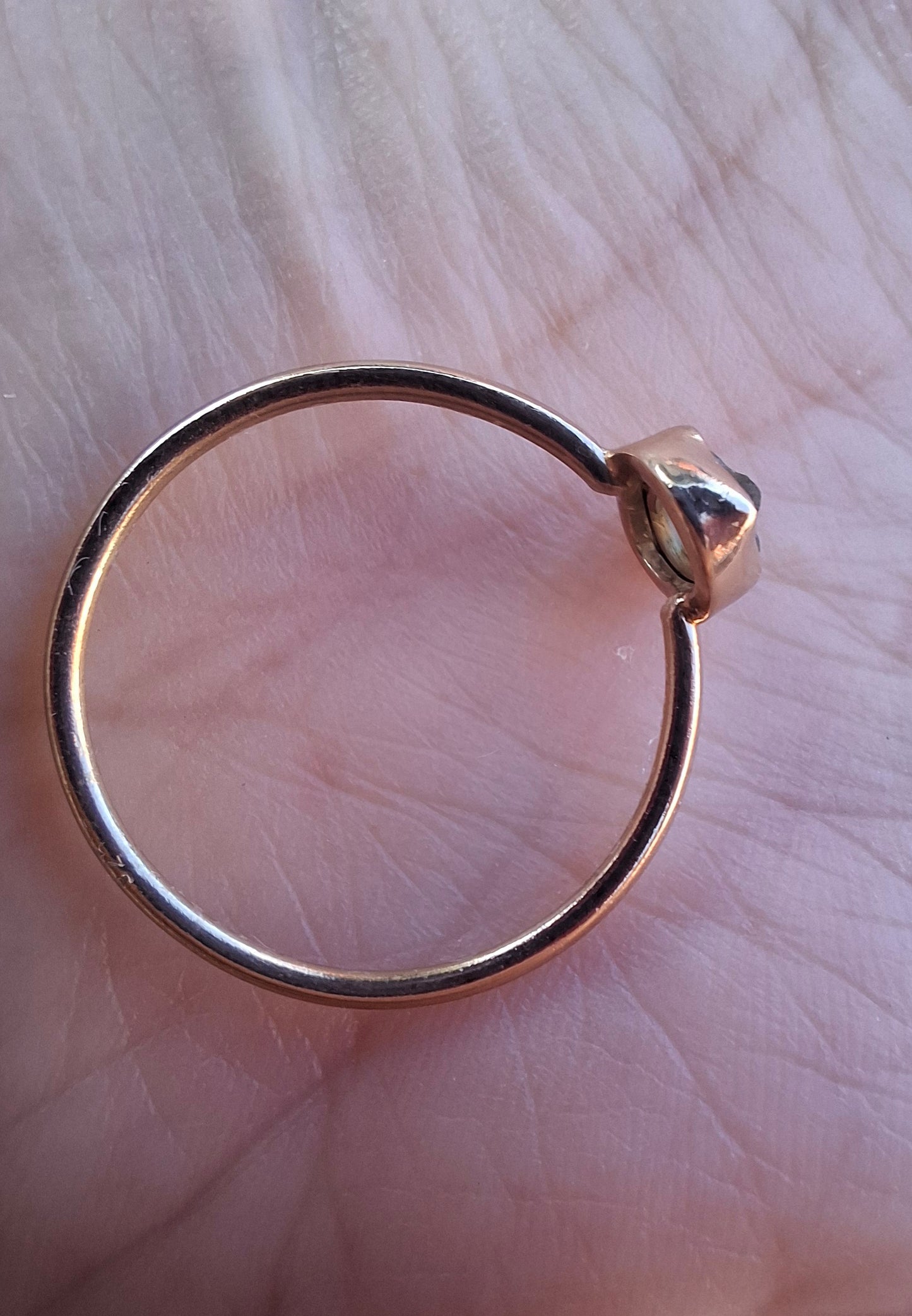 Moldavite Ring, 14K GOLD Plated, size large T, Tektite (Ref: R347)
