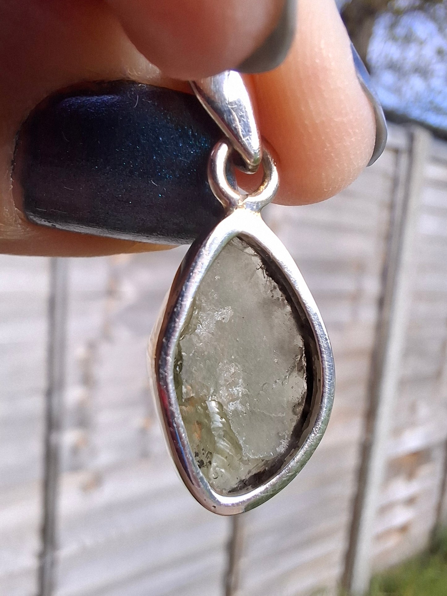 Moldavite Pendant, 925 Silver, Tektite (Ref: P10)