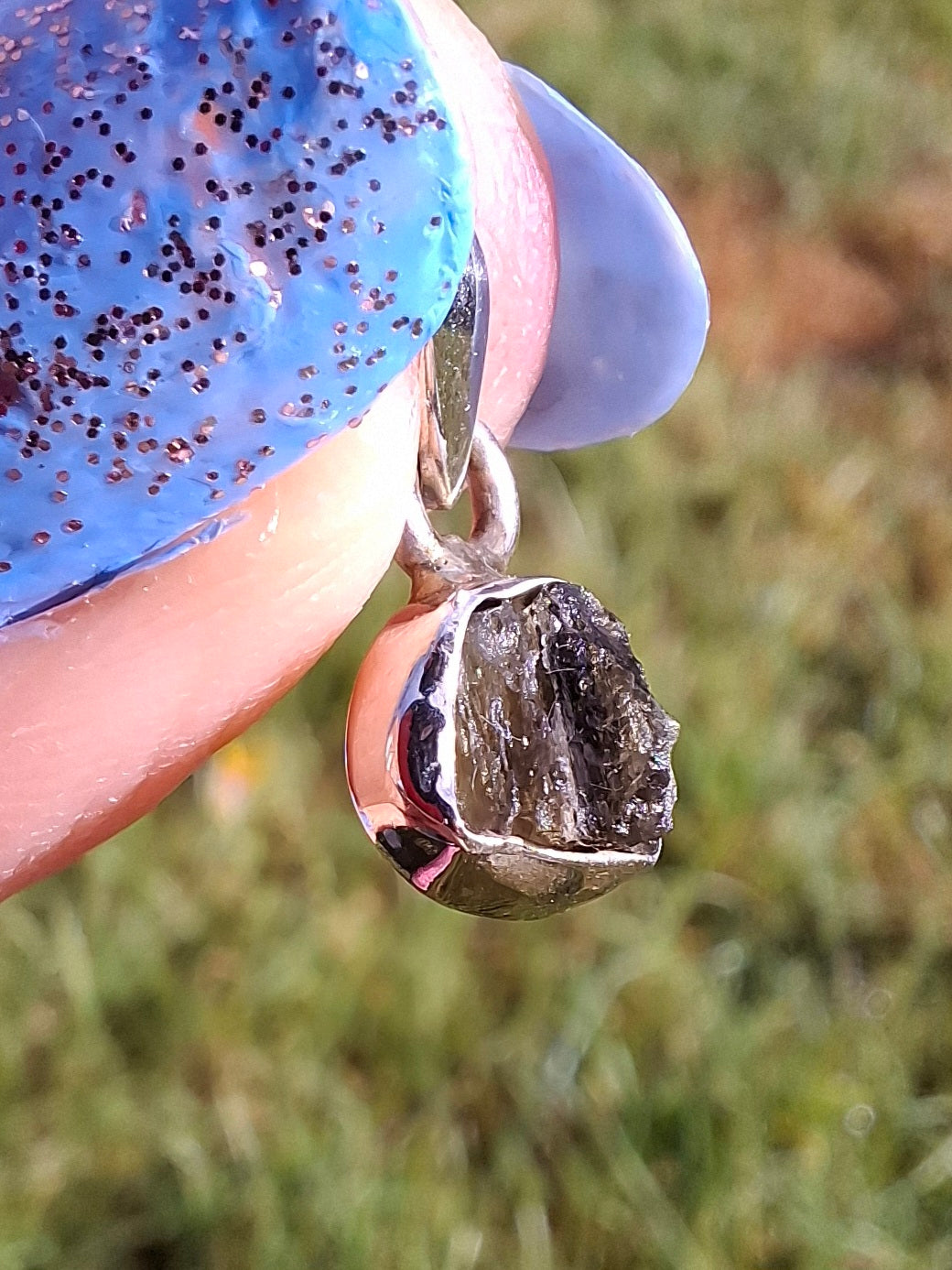 Moldavite Pendant, 925 Silver, Tektite (Ref: P50)