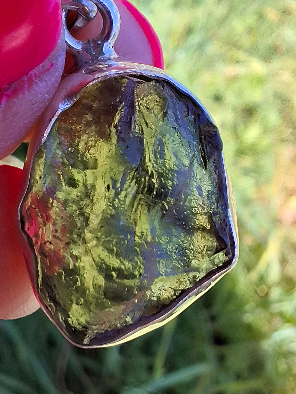 Moldavite Pendant, 925 Silver, Tektite (Ref: P441)