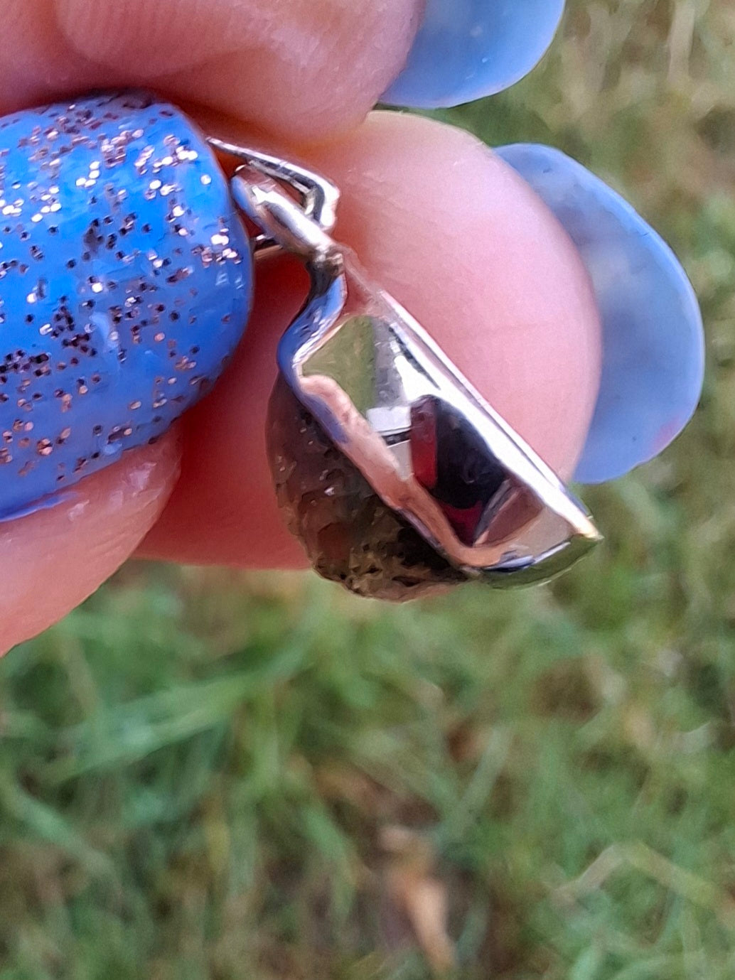 Moldavite Pendant, 925 Silver, Tektite (Ref: P51)
