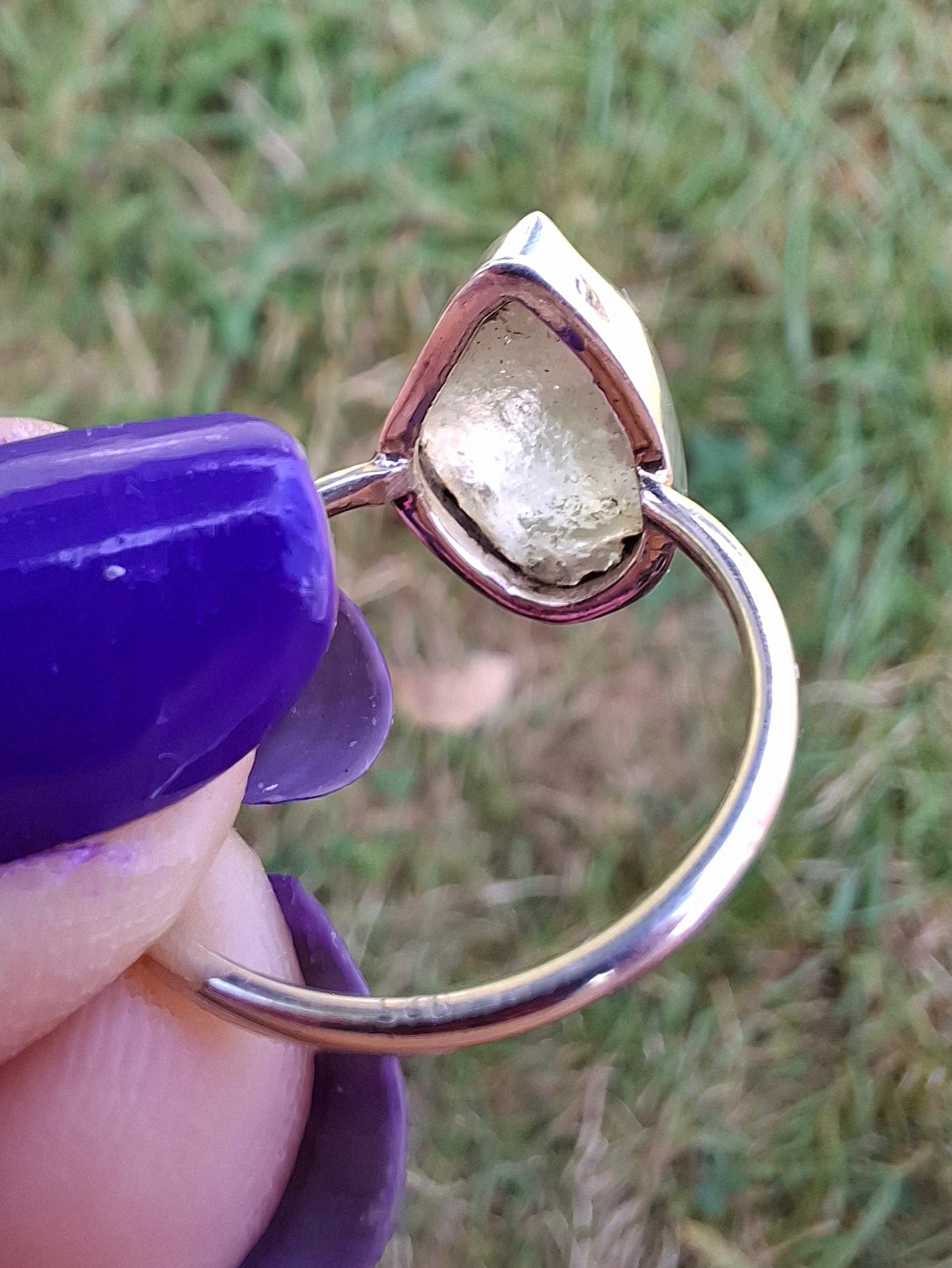 Libyan Desert Glass Ring, size Large O, 925 Silver, Tektite (Ref: LR21)