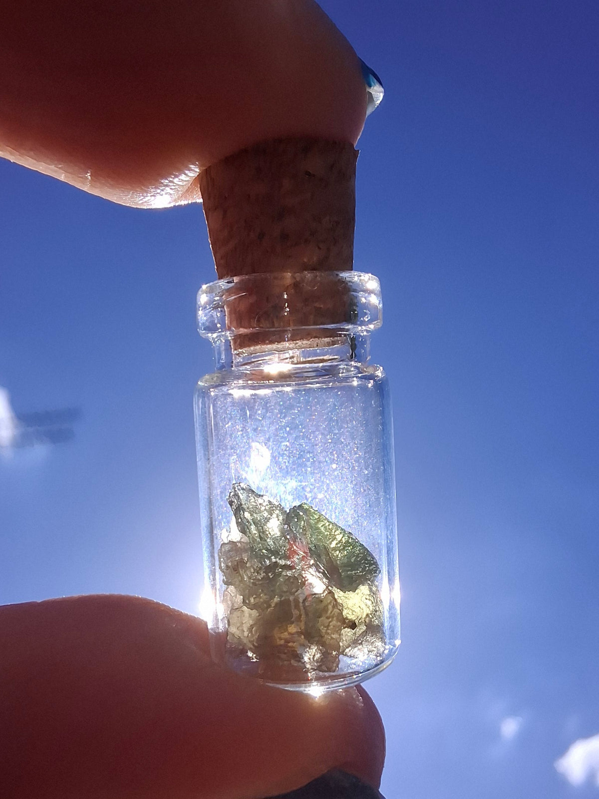 Moldavite Chips (0.50g) in 1ml Bottle, Tektite (Ref; B26)