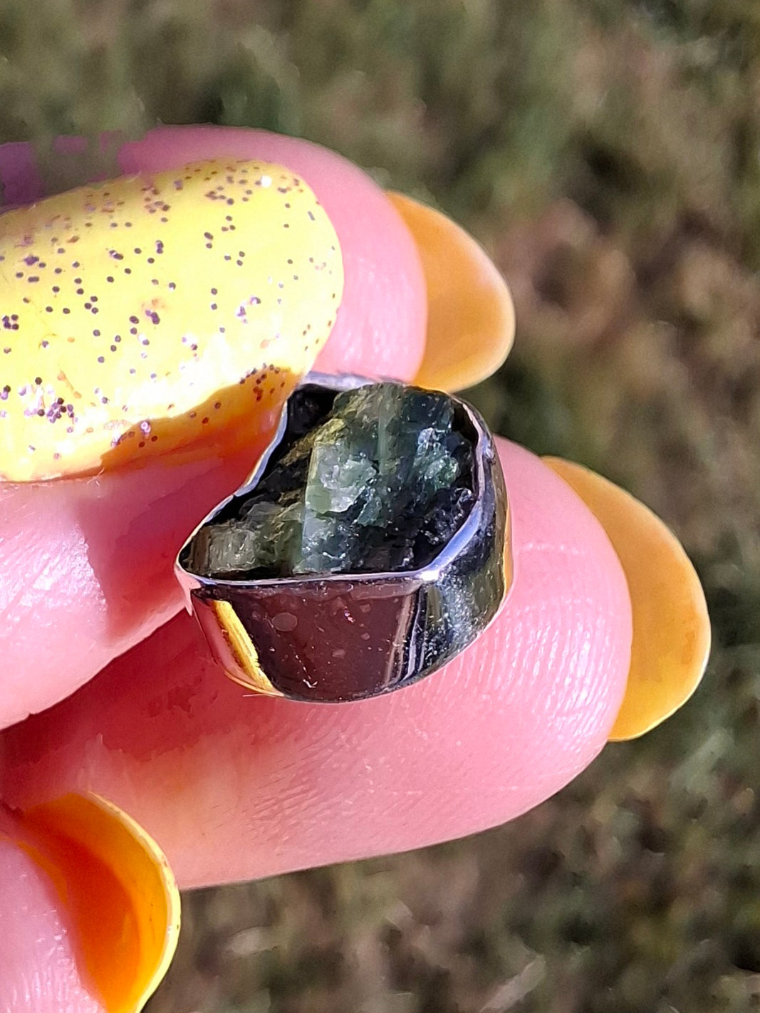 Green Tourmaline Pendant, 925 Silver, Crystal (Ref: GT13)