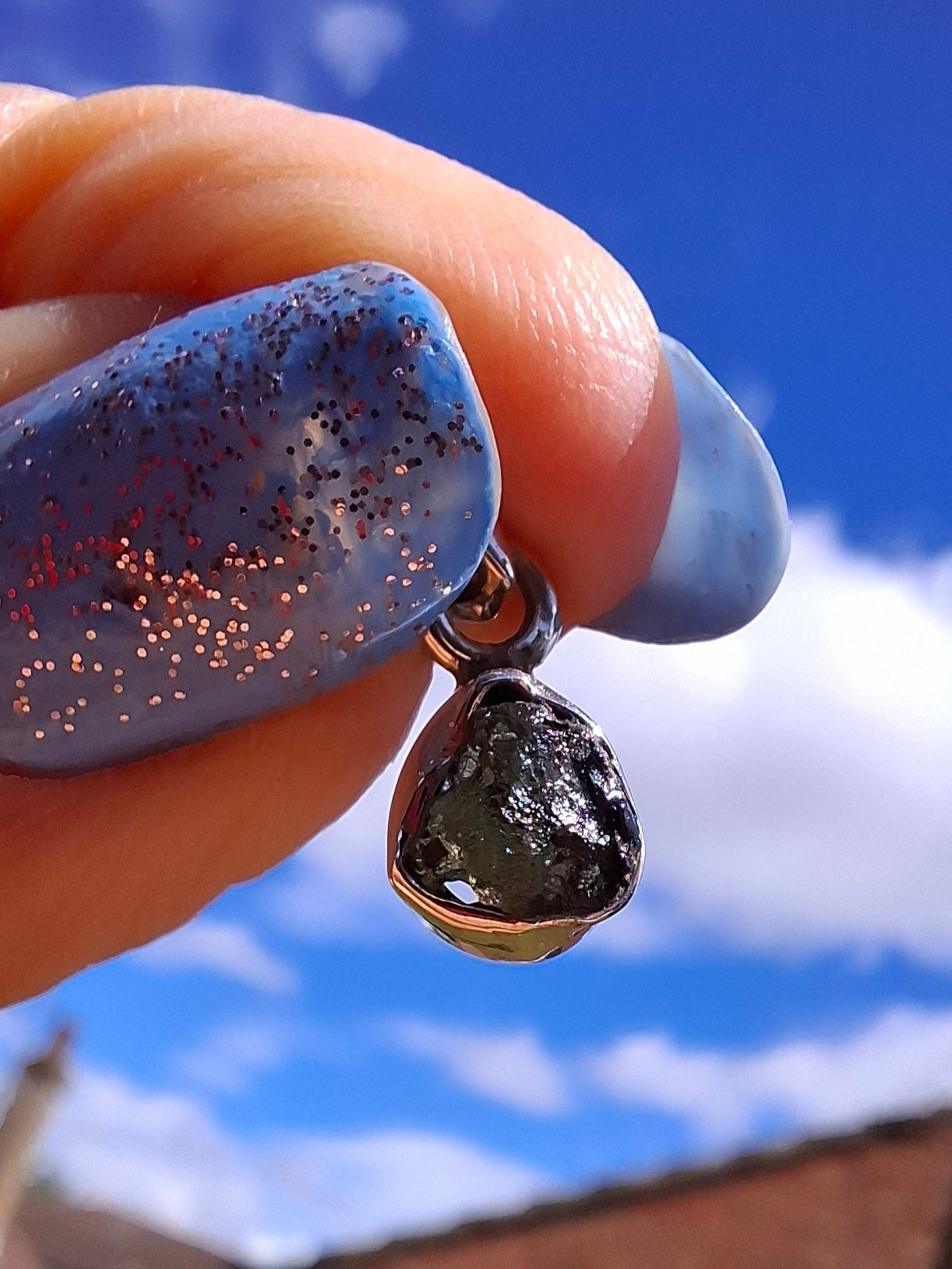 Moldavite Pendant, 925 Silver, Tektite (Ref: P96)
