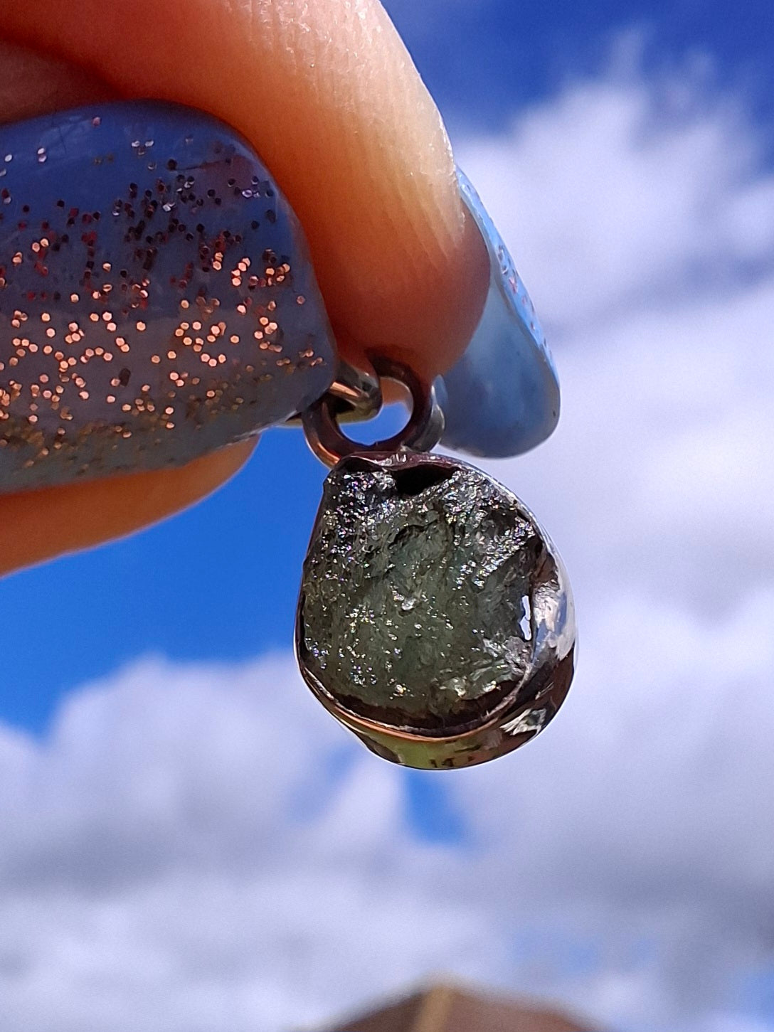 Moldavite Pendant, 925 Silver, Tektite (Ref: P78)