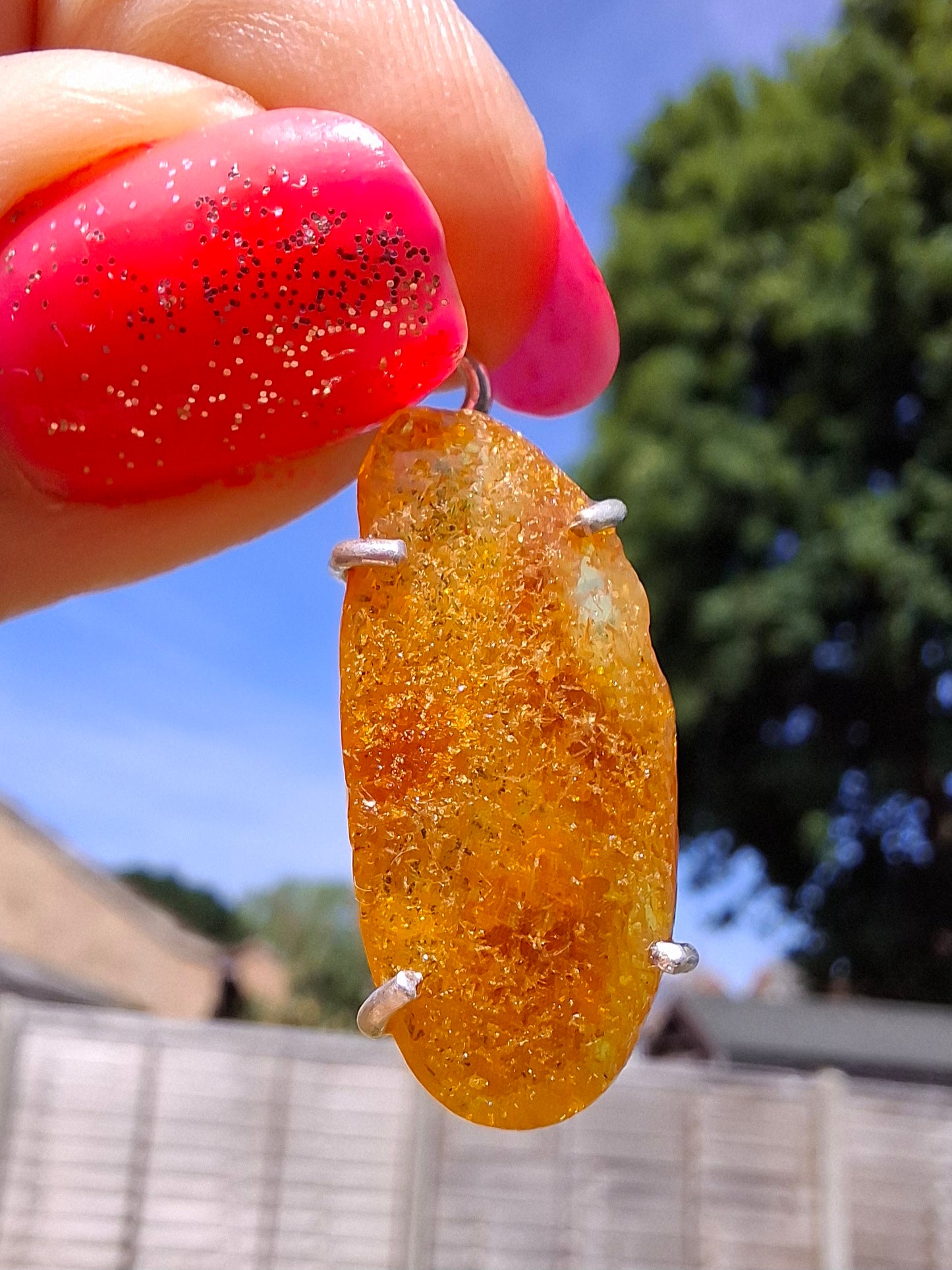 Baltic Amber Pendant, 925 Silver, Fossil (Ref: AP12)