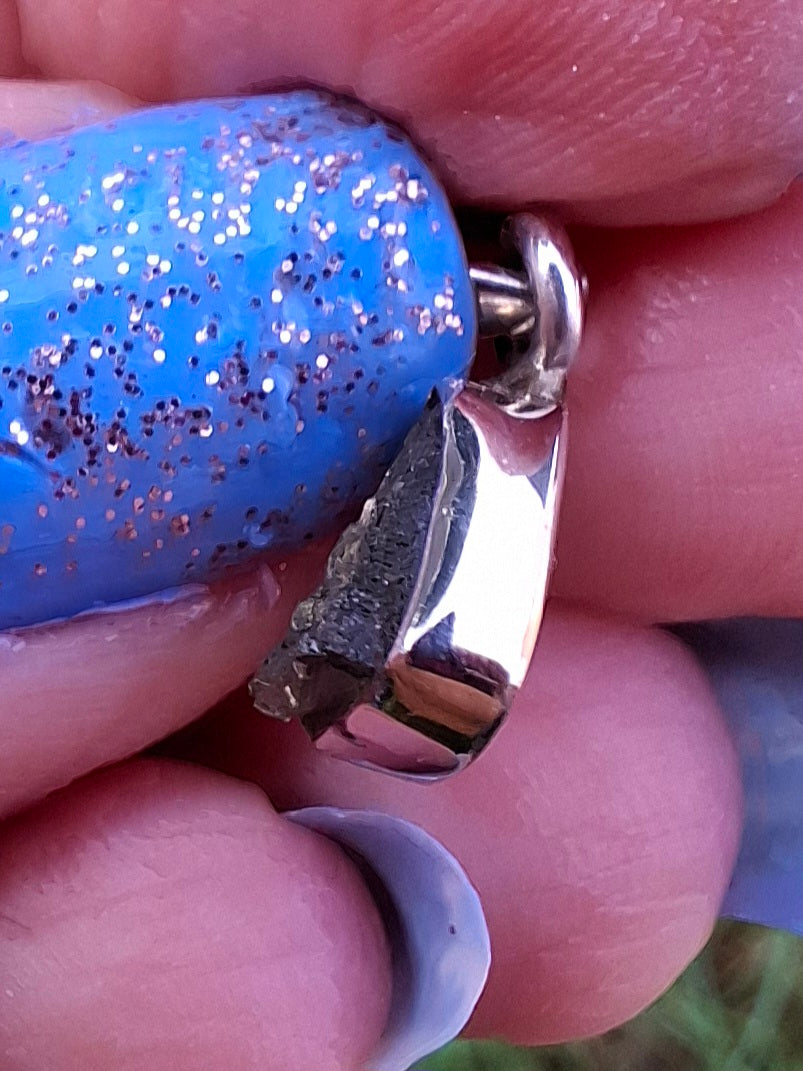 Moldavite Pendant, 925 Silver, Tektite (Ref: P55)
