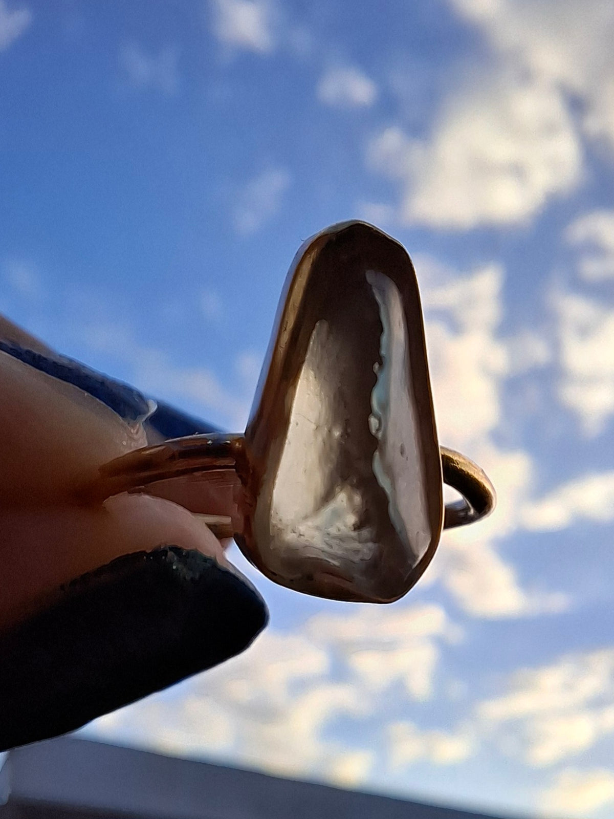 Libyan Desert Glass Ring, 14K GOLD Plated, size small O, Tektite (Ref: LR81)
