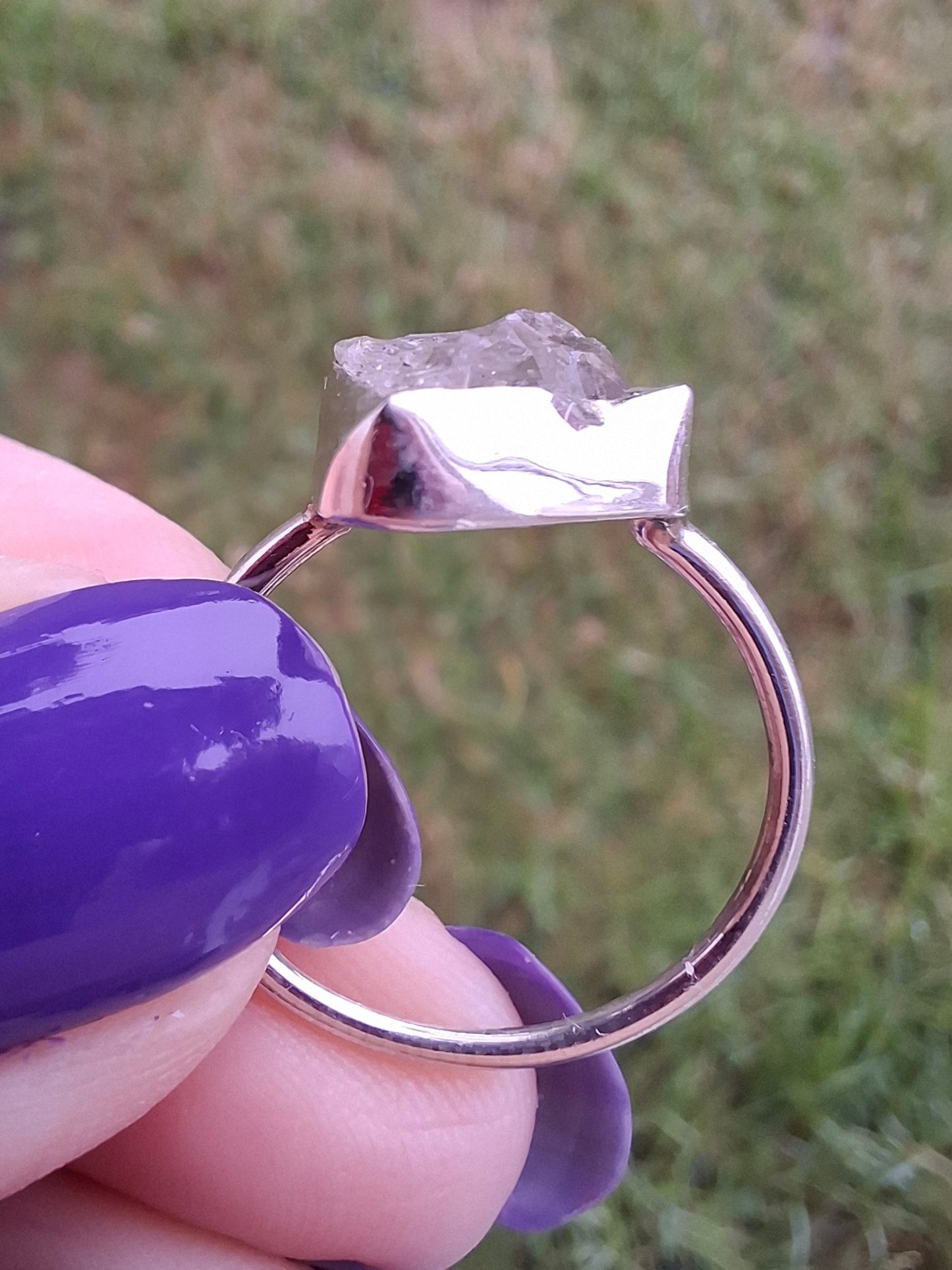 Libyan Desert Glass Ring, size large O, 925 Silver, Tektite (Ref: LR24)