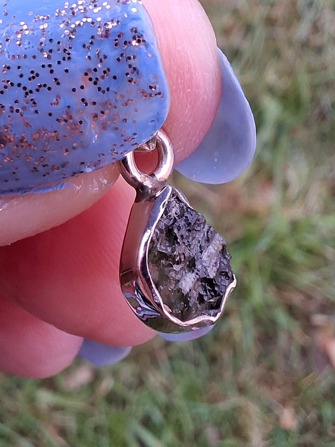 Moldavite Pendant, 925 Silver, Tektite (Ref: P62)