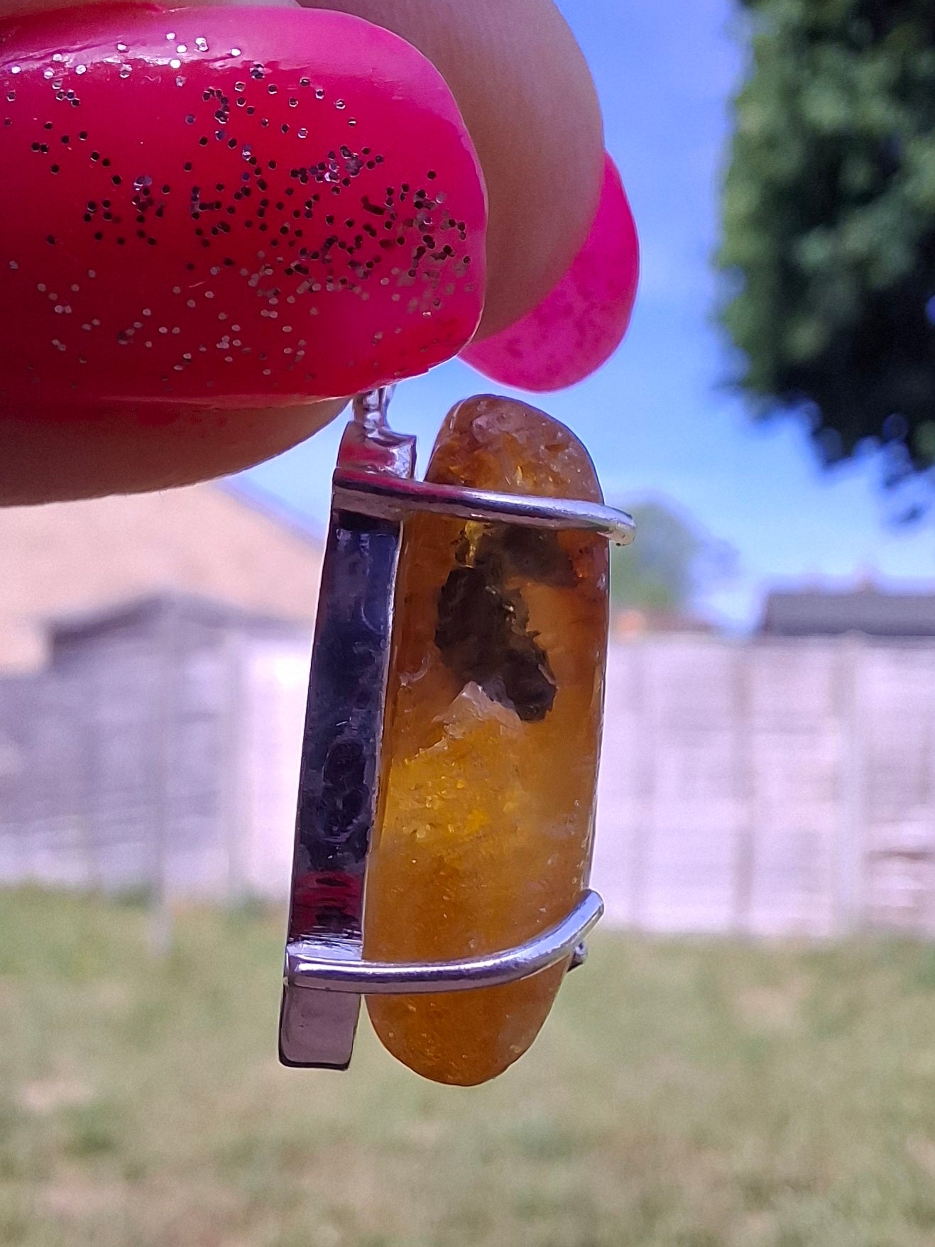 Baltic Amber Pendant, 925 Silver, Fossil (Ref: AP4)