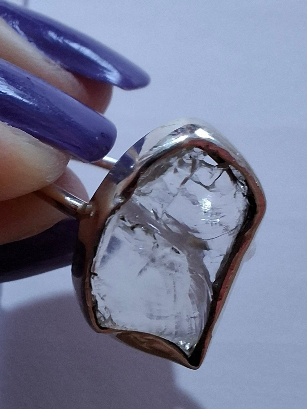 Libyan Desert Glass Ring, size large P, 925 Silver, Tektite (Ref: LR29)
